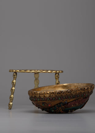 Kapala Skull Bowl | Sacred Rituals Enhanced with Copper and Silver