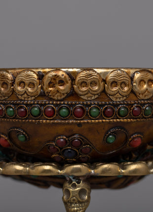 Kapala Skull Bowl | Sacred Rituals Enhanced with Copper and Silver