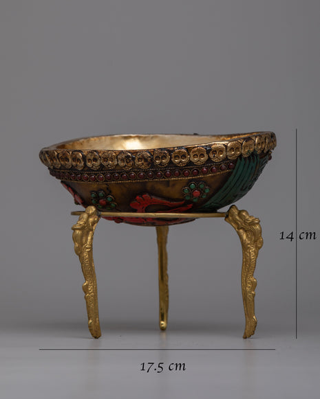 Tibetan Kapala Skull Cup | Offering Vessel in Copper