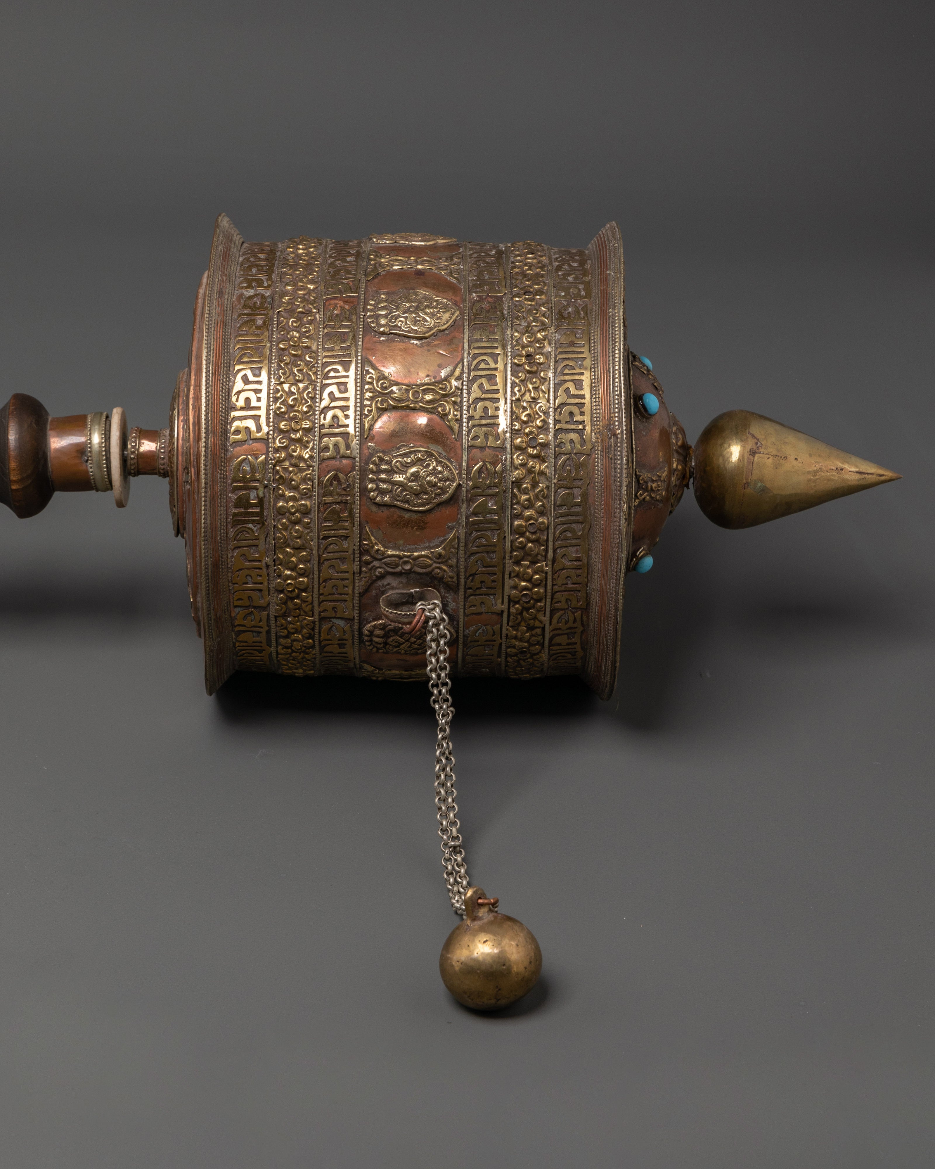 Handcrafted Tibetan Mantra Prayer Wheel | Filigree Copper & Brass Wheel