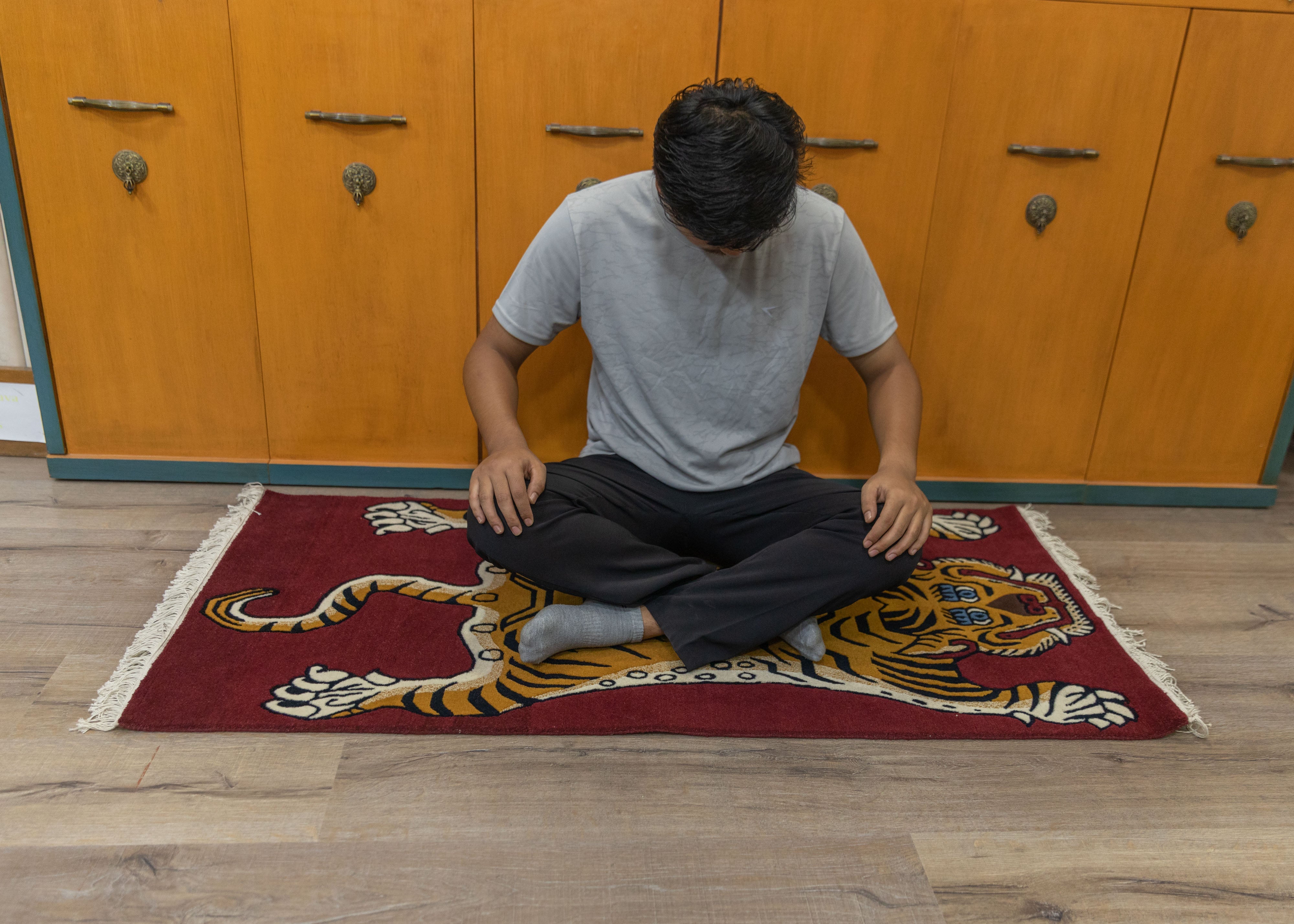 Handwoven Meditation Rug | Tibetan Wool Carpet for Mindful Living