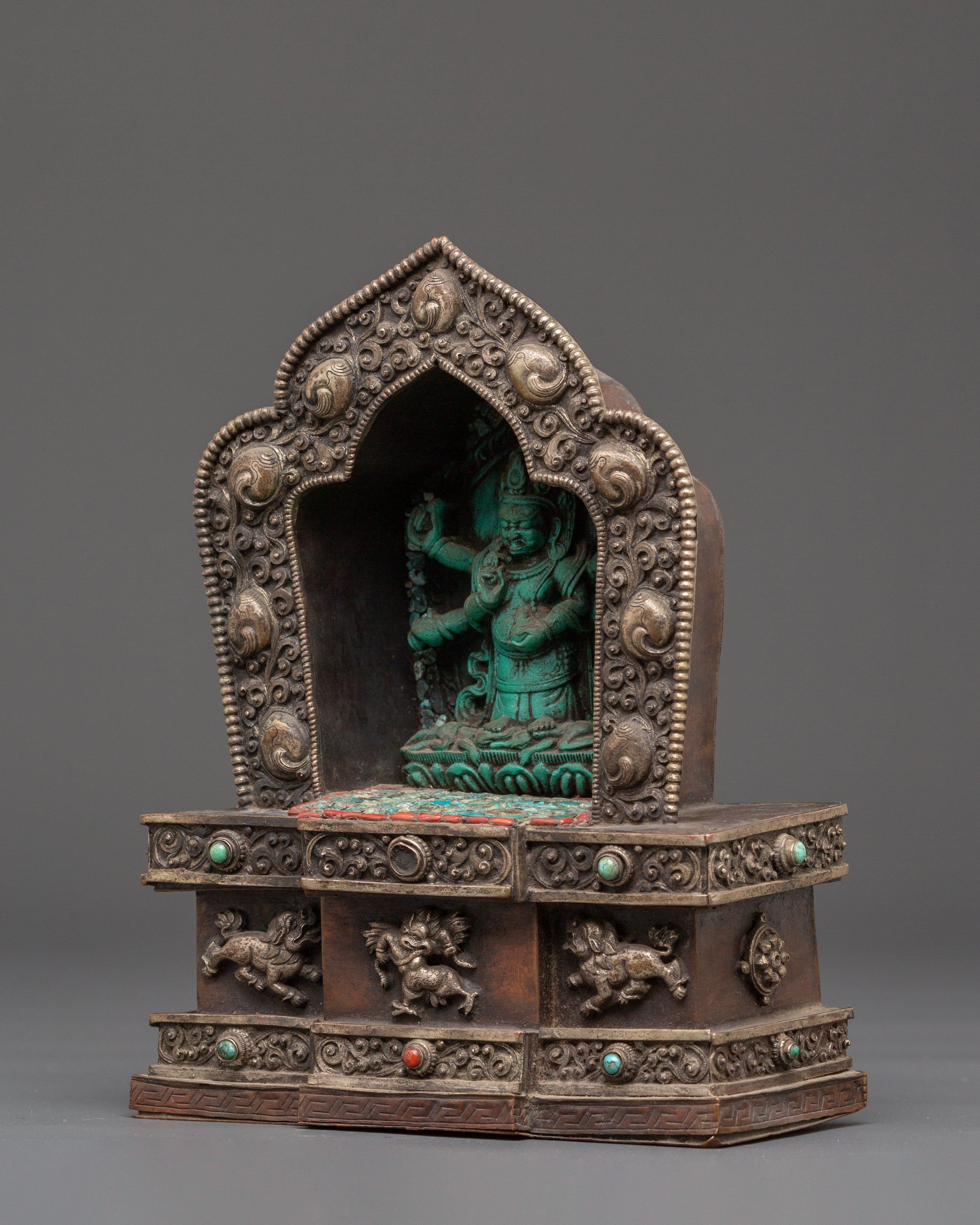 Traditional Six Armed Mahakala Ghau Box | Symbol Of Protection