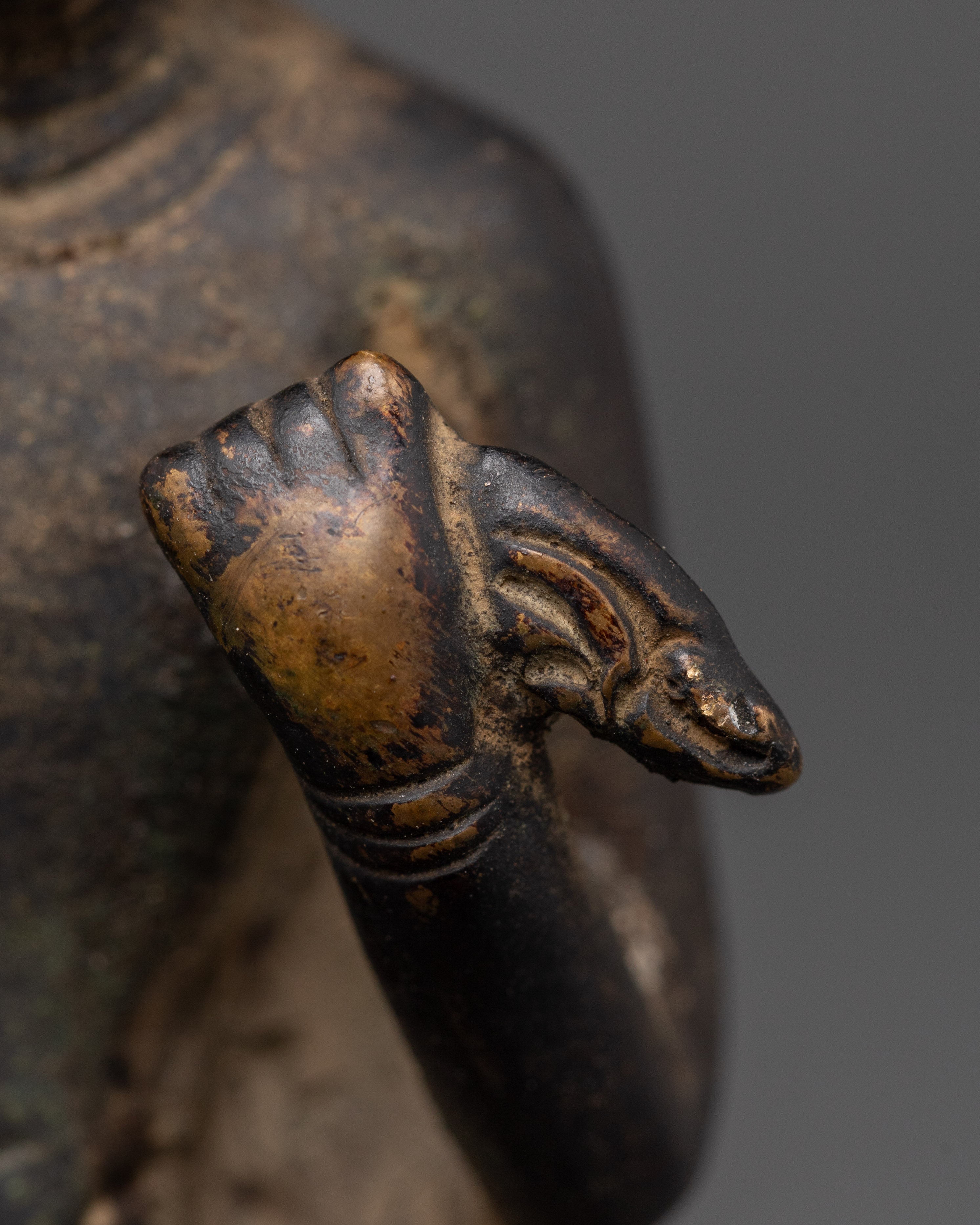 Handmade Dipankara Buddha Figurine | Copper Statue with Antique Finish