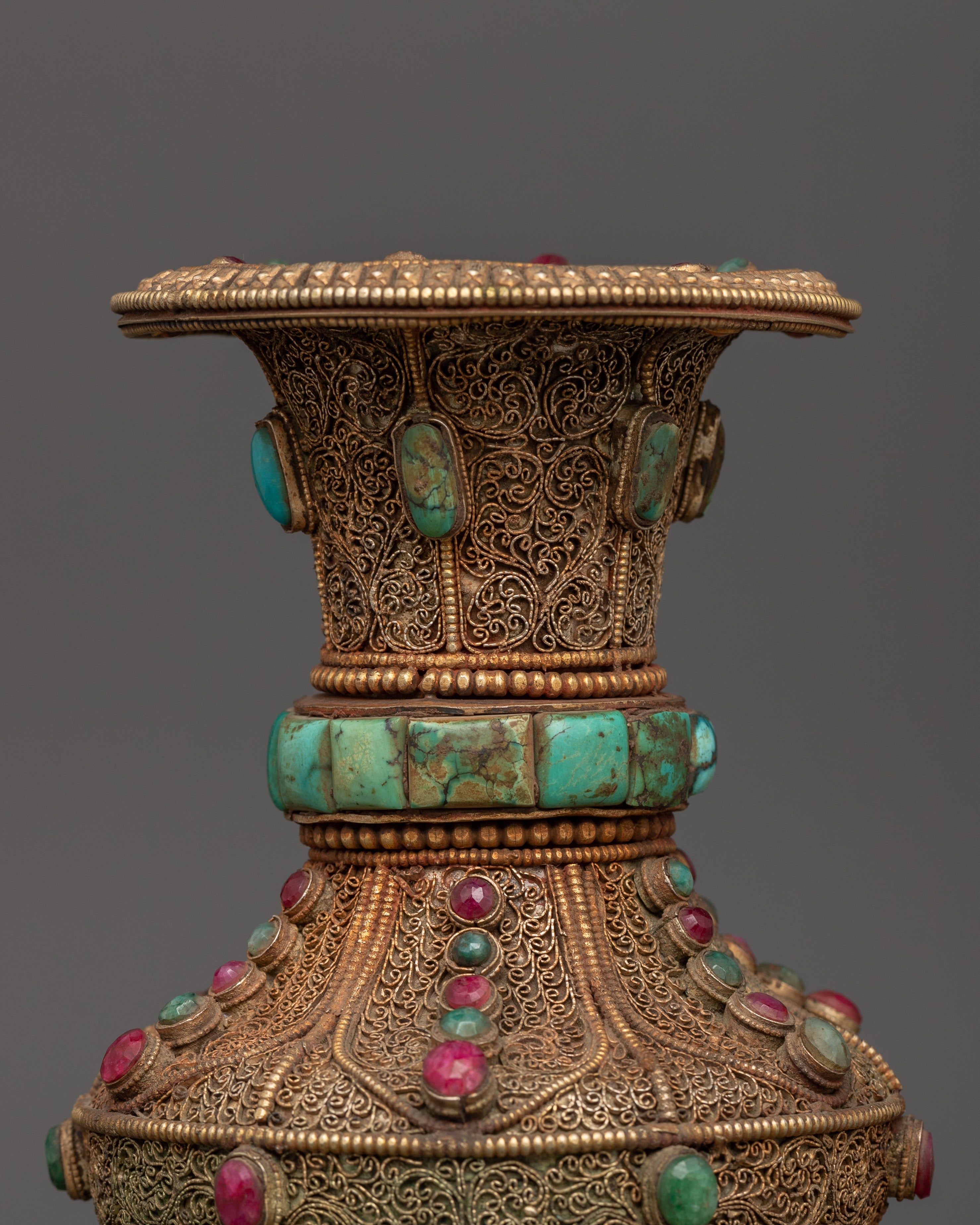 Handcrafted Copper Flower Vase | Electro Gold & Silver Plated Decorative Vase