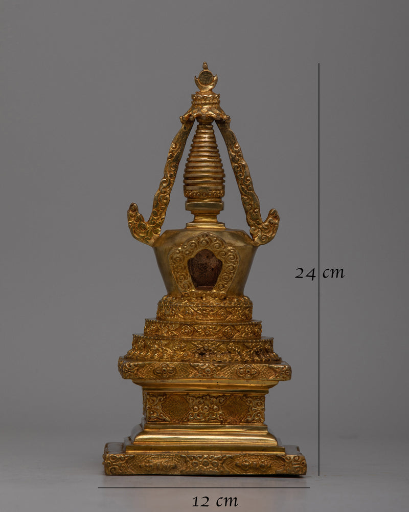 Shrine Buddha Stupa | Handcrafted Copper Decor for Spiritual Altar