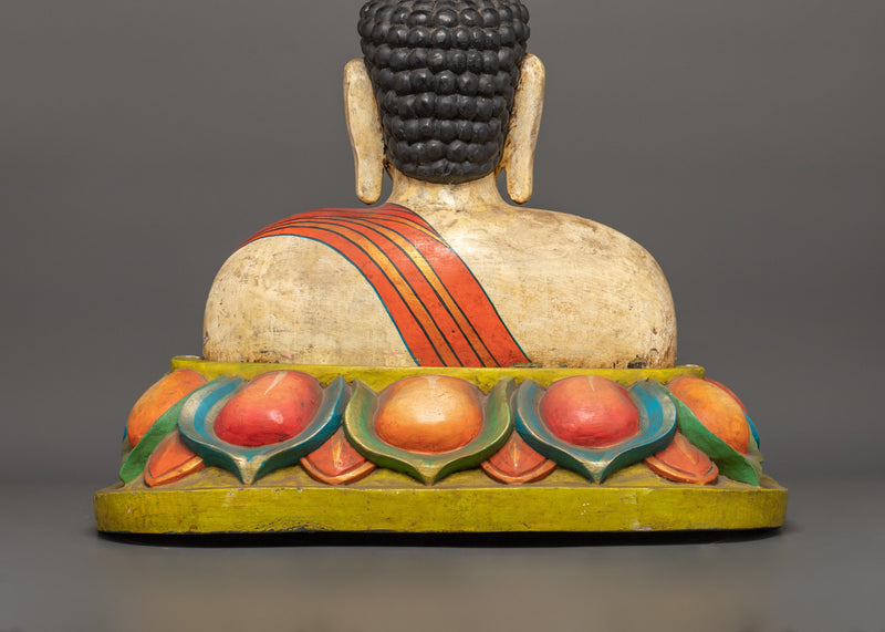 Handcrafted Wooden Buddha Head Statue | Peace and Enlightenment Art