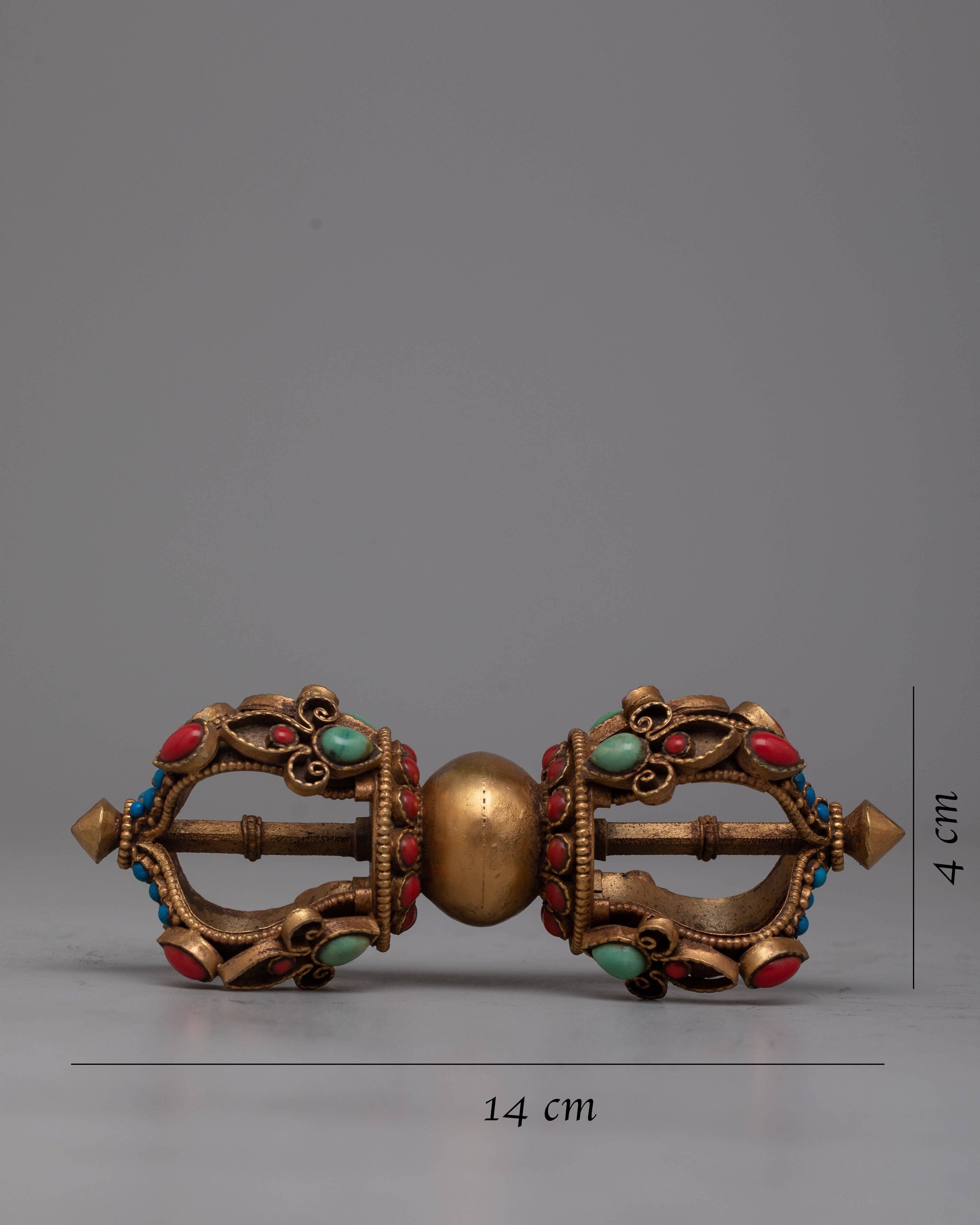 Buddhist Copper Vajra | 24K Gold Plated Spiritual Instrument for Sacred Rituals and Devotion