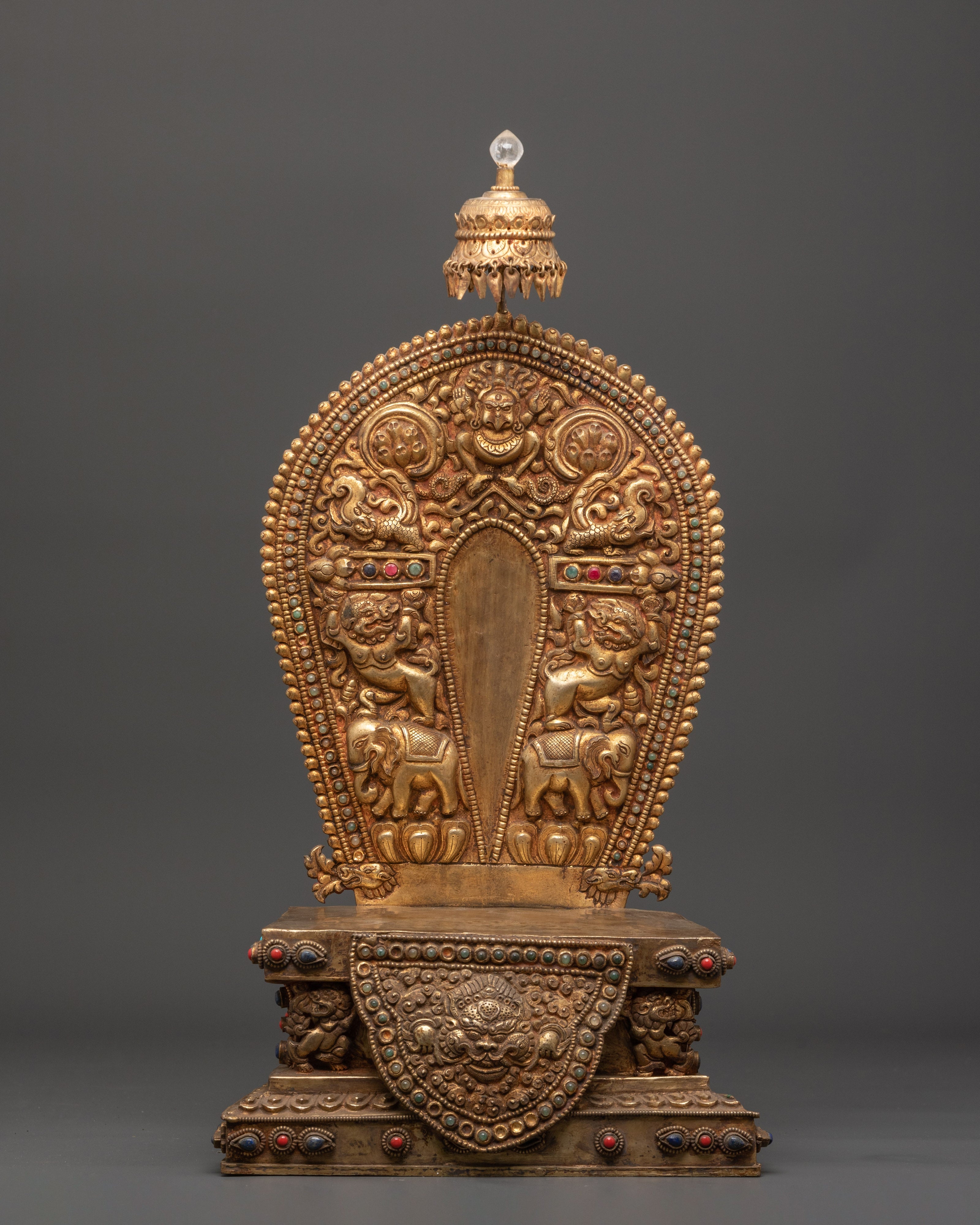 Ganesh Crystal Statue | Coral and Turquoise Inlaid