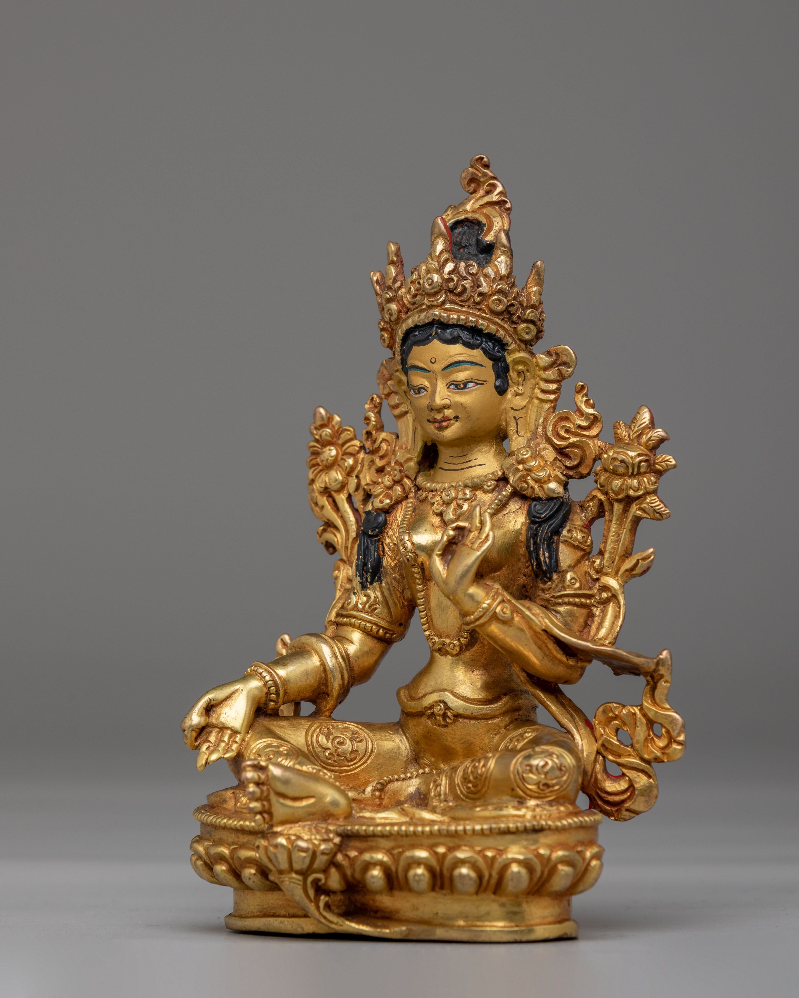Tibetan Green Tara Deity Figurine | Traditional Tibetan Artwork