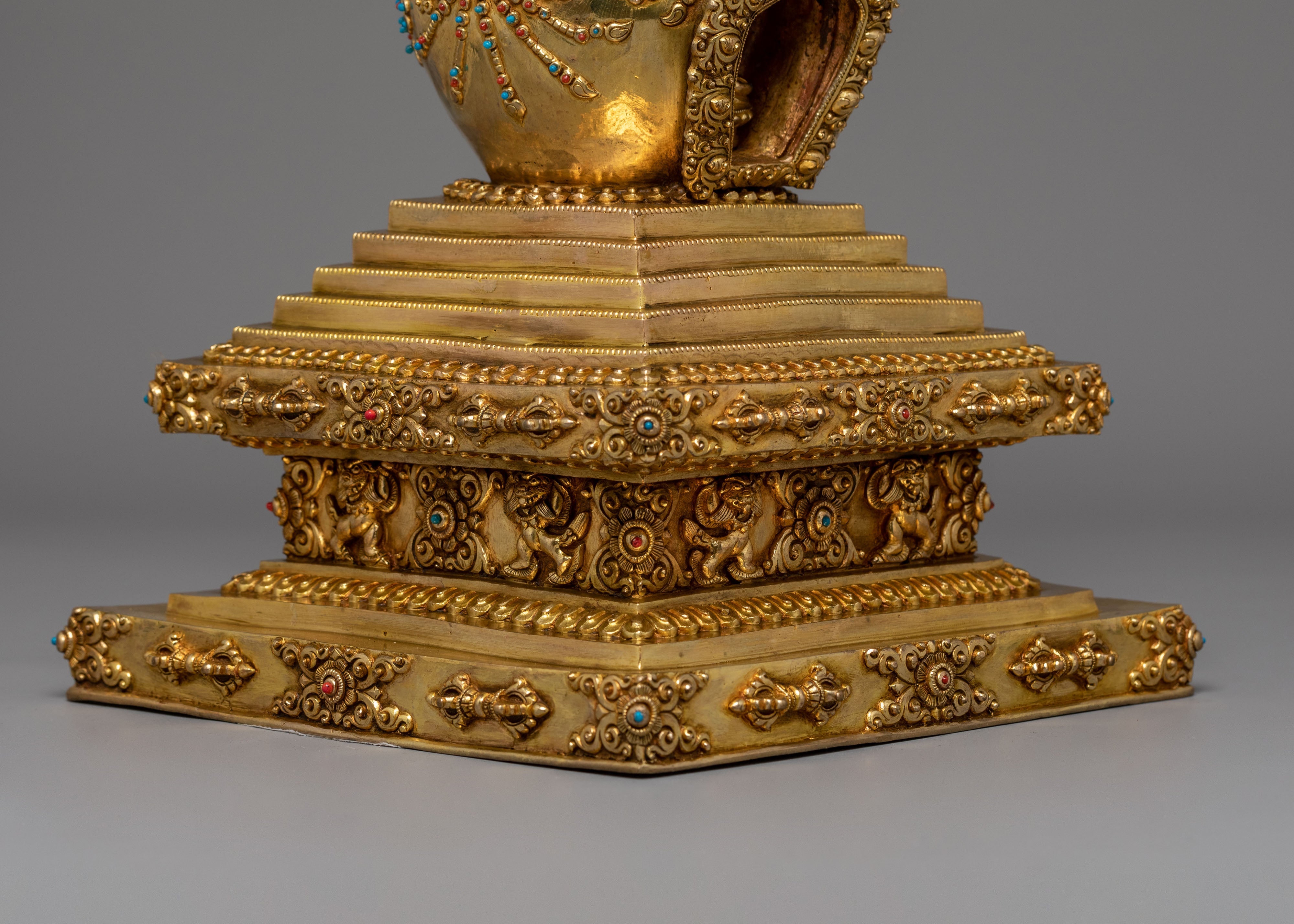 Sacred Tibetan Buddhist Stupa | Gilt Copper Meditation Shrine