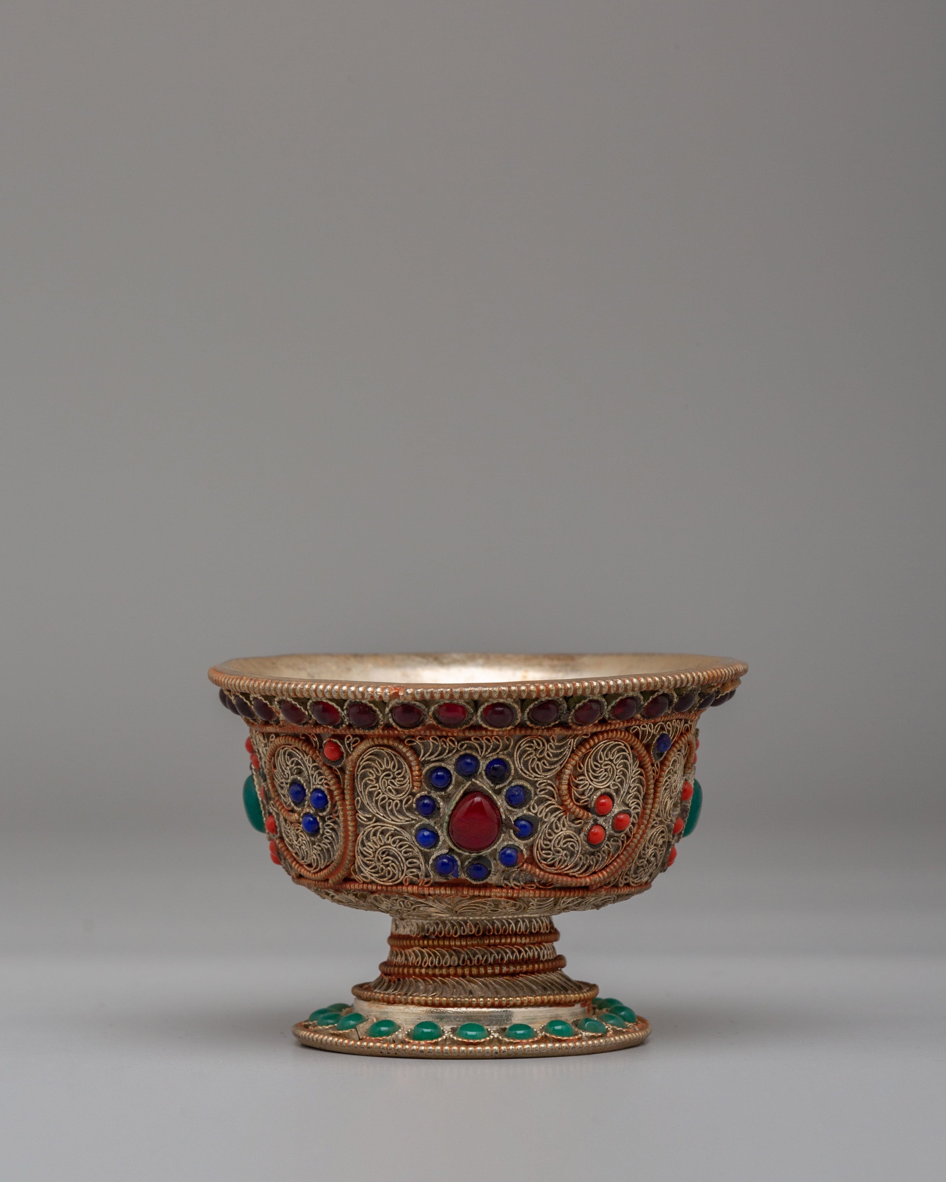 Handmade Filigree Offering Bowl Set | Tibetan Ritual Bowls