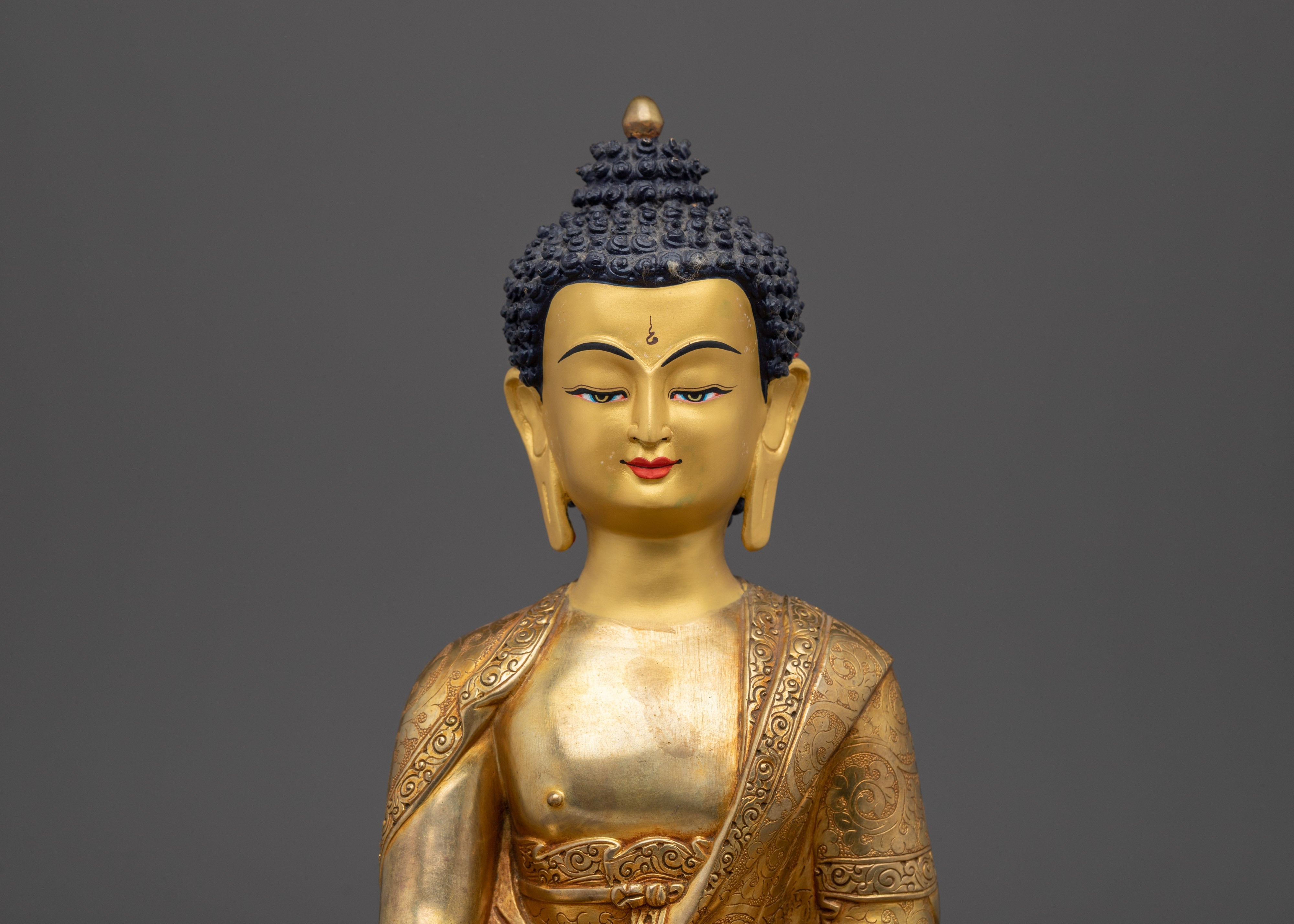 Copper Shakyamuni Buddha in Bhumisparsha Murda | Fire Gold Plated