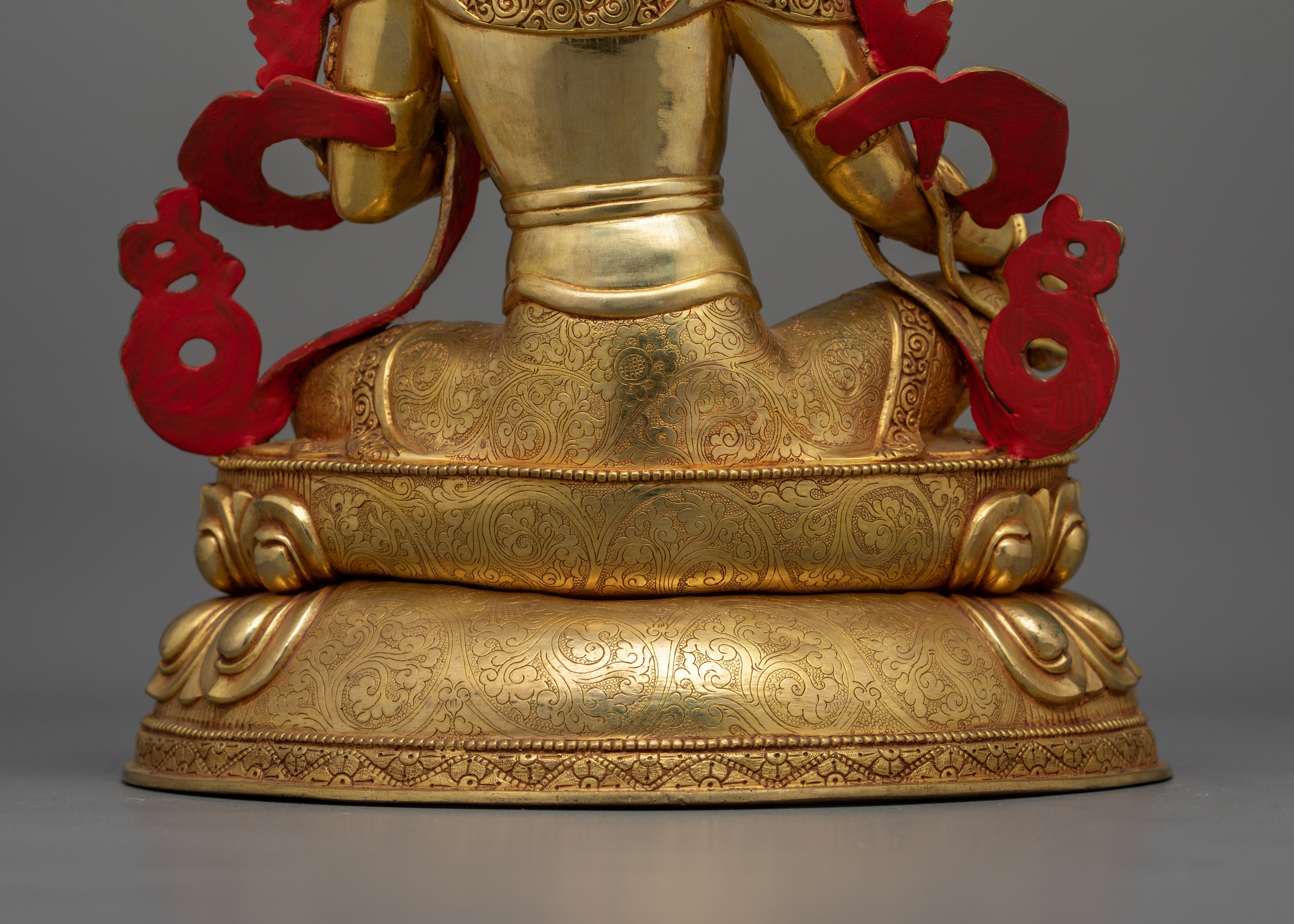 Sacred Green Tara Buddha Statue | 24K Gold Gilded Copper Sculpture