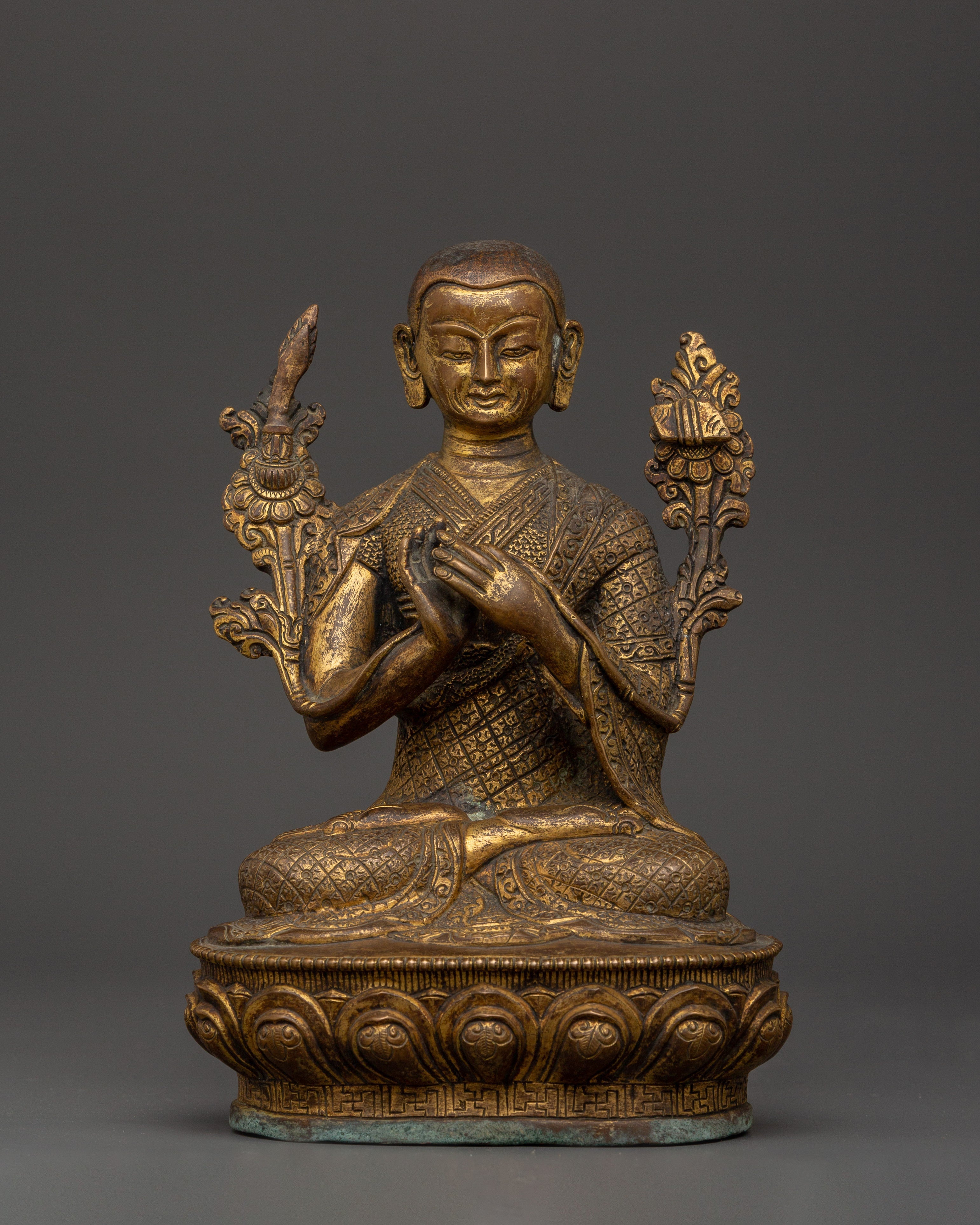 Handcrafted Brass body Tsongkhapa with Je Gyaltsab & Je Khedrup