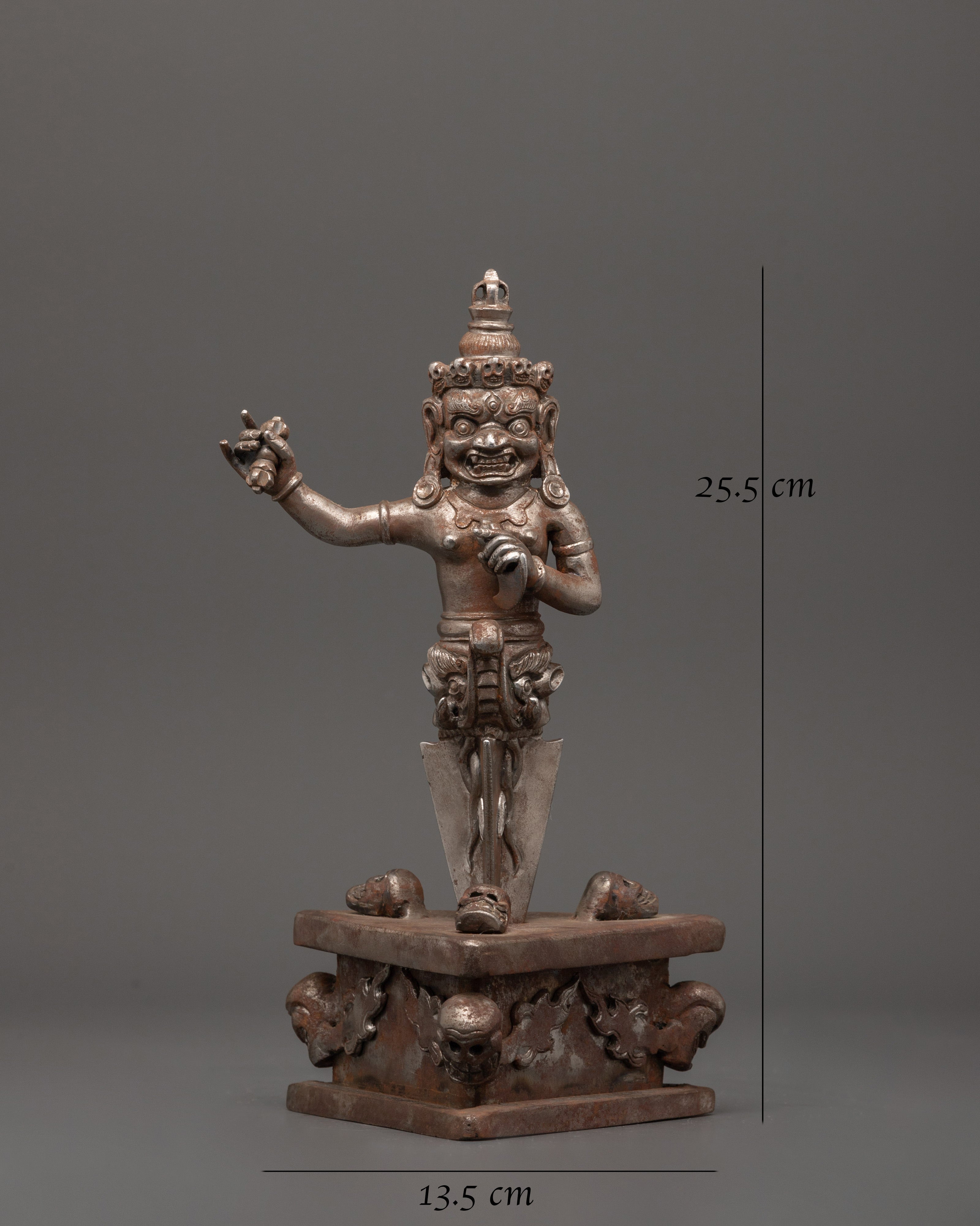Phurba with a Wrathful Deity Holding Vajra | 25.5cm Ritual Tool