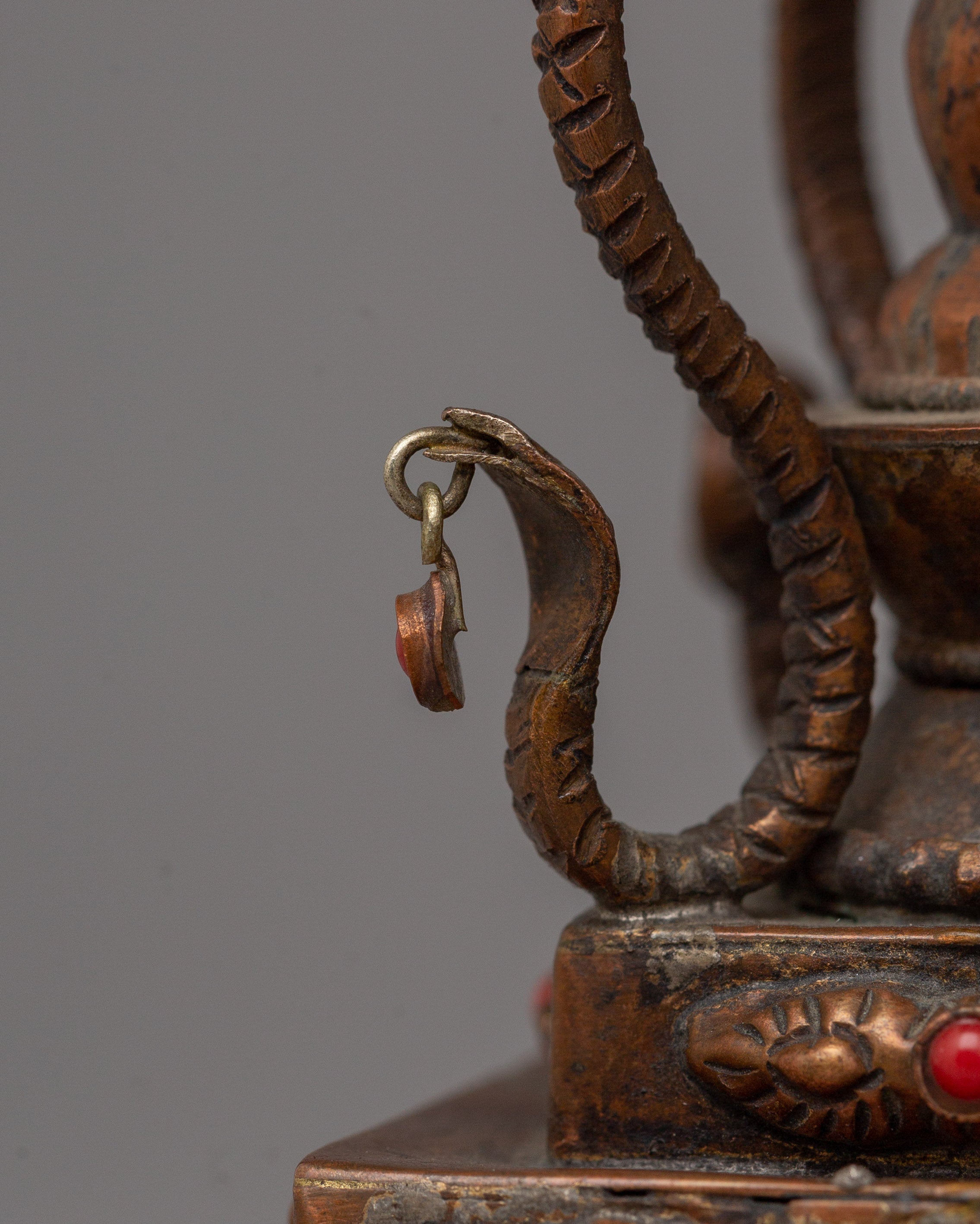 Authentic Buddhist Stupa in Oxidized Copper | Sacred Sculpture for Peace and Harmony
