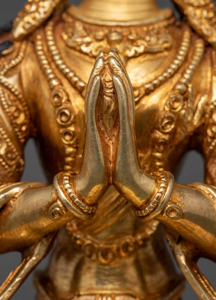 Sacred Gold-Plated Chenresig Statue | Bodhisattva of Compassion
