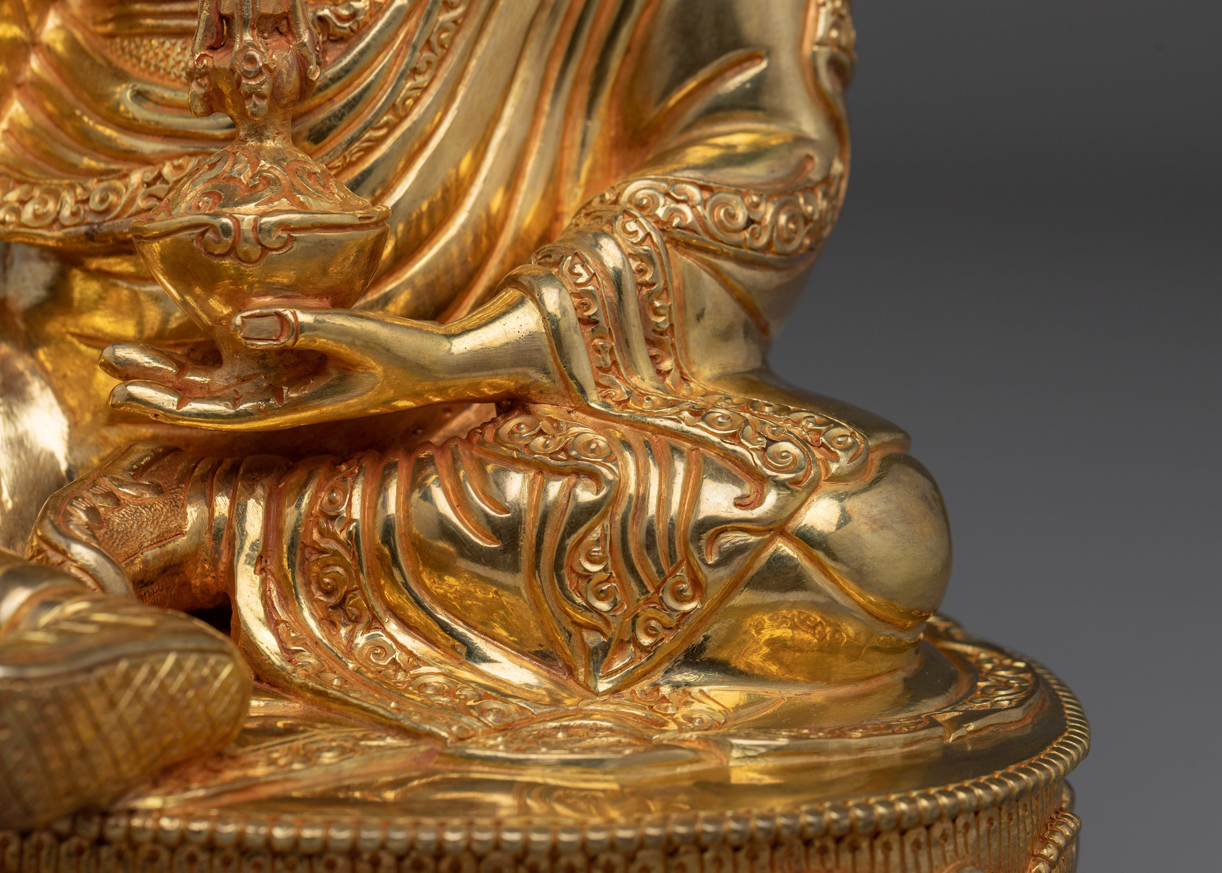 Guru Rinpoche Padmasambhava Copper Statue | 24K Gold Gilded Buddhist Sculpture