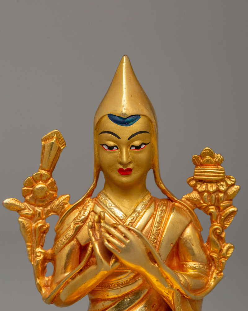 Gold-Plated Tsongkhapa Statue | Revered Tibetan Buddhist Master