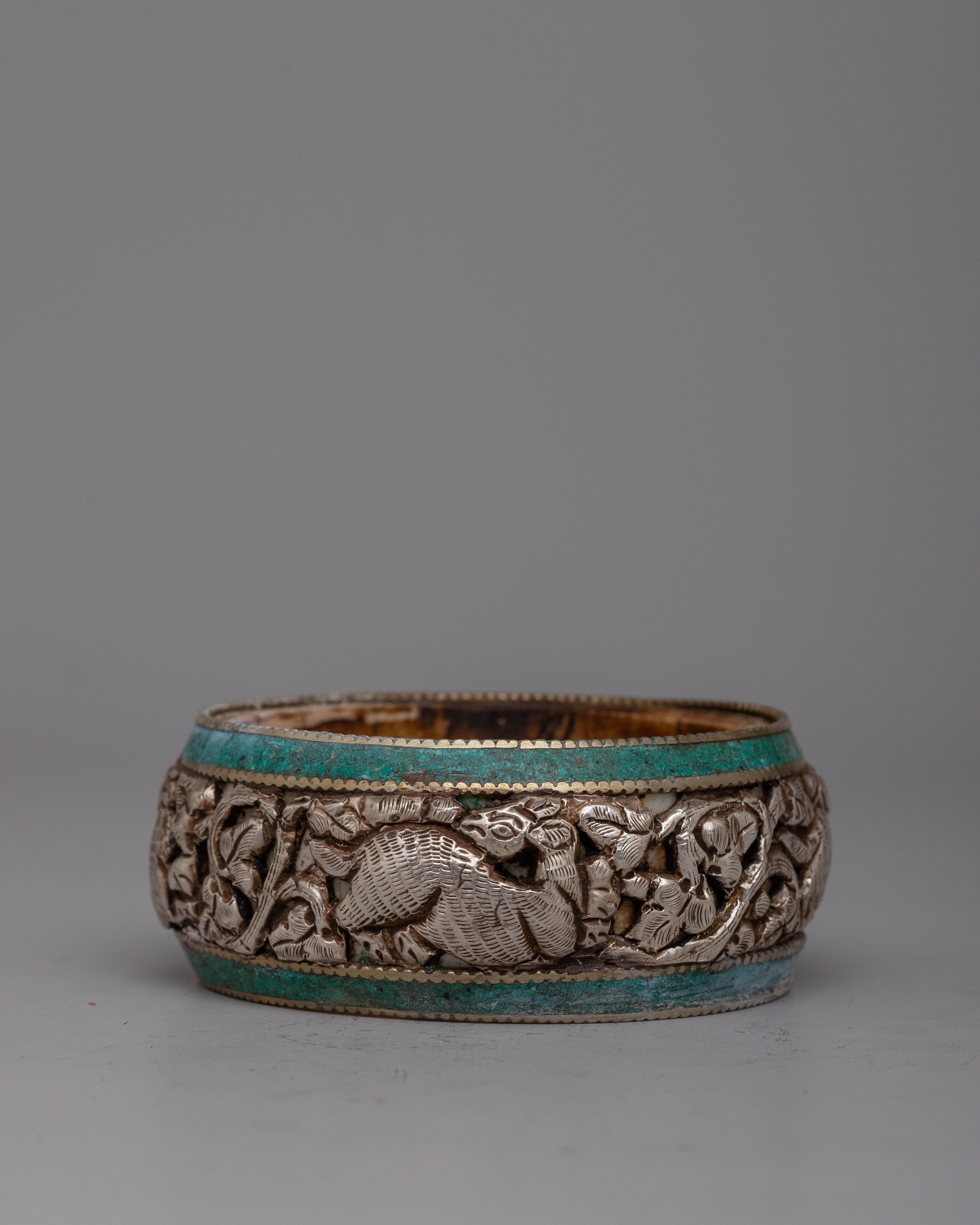 Intricately Carved Round Silver Bangle | Exquisite Artistry for Timeless Elegance
