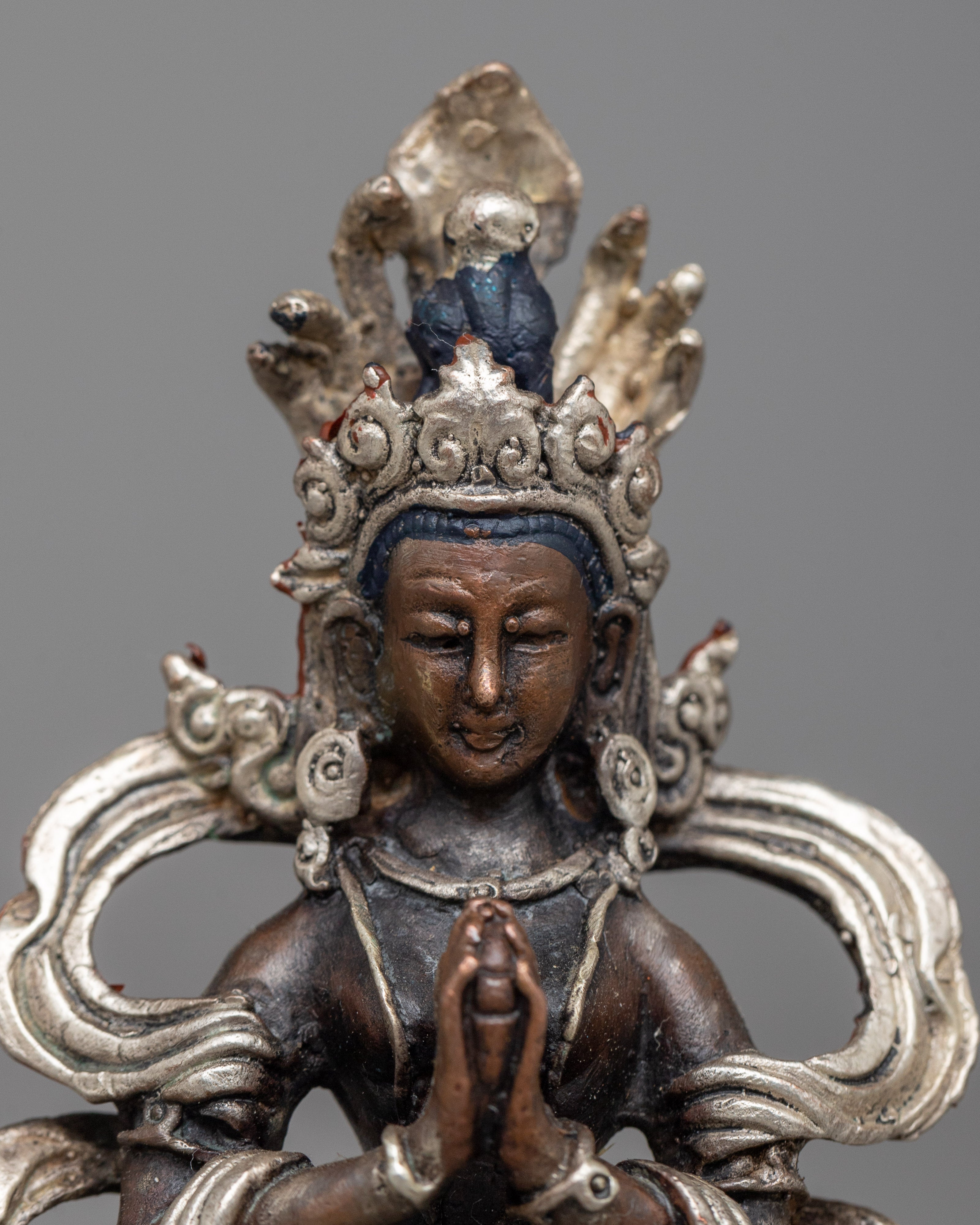 Machine Made Naga Queen Statue | Graceful Presence in Copper and Silver
