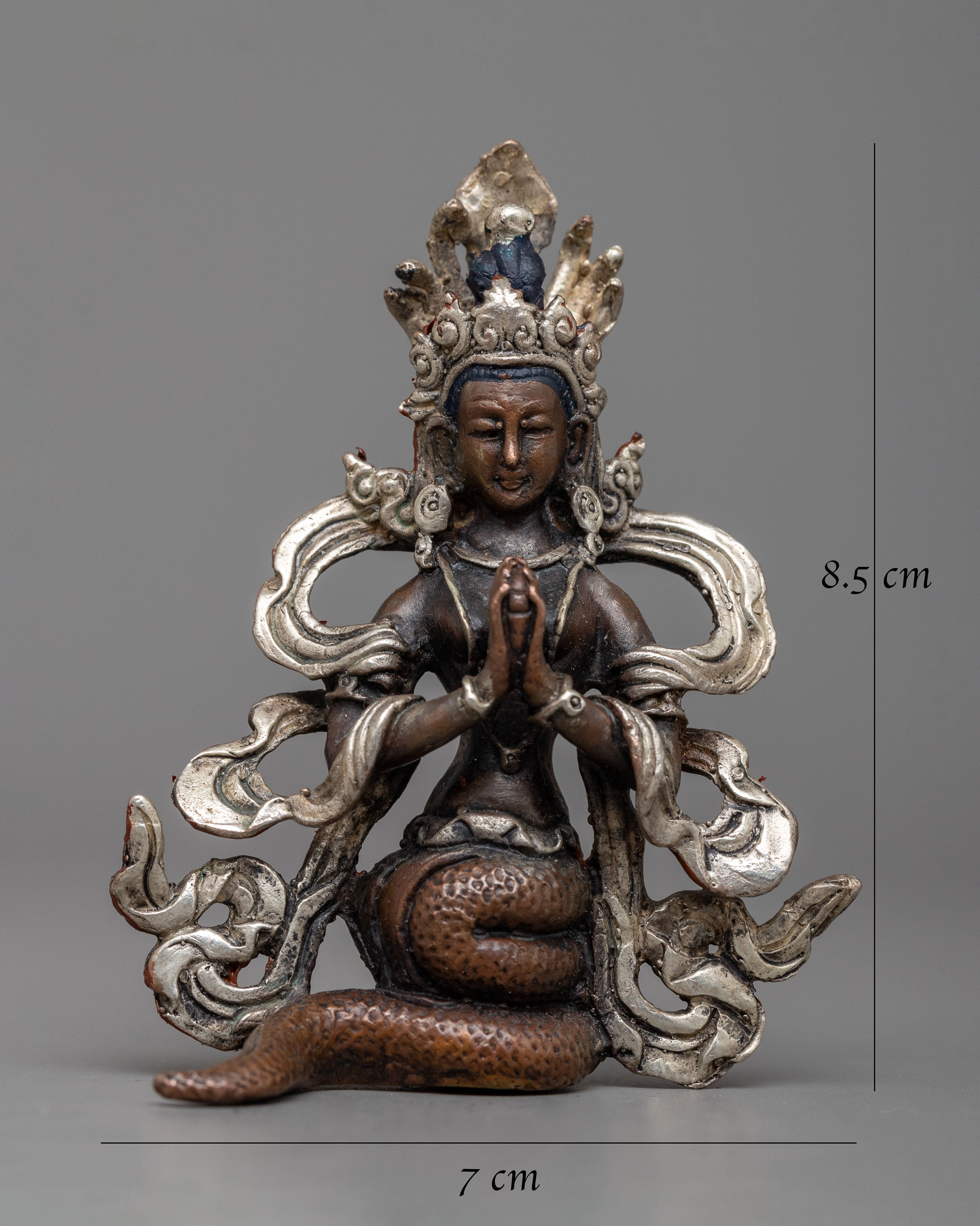 Machine Made Naga Queen Statue | Graceful Presence in Copper and Silver