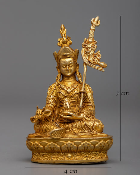Miniature Guru Rinpoche Statue | 24K Gold Plated Spiritual Master
