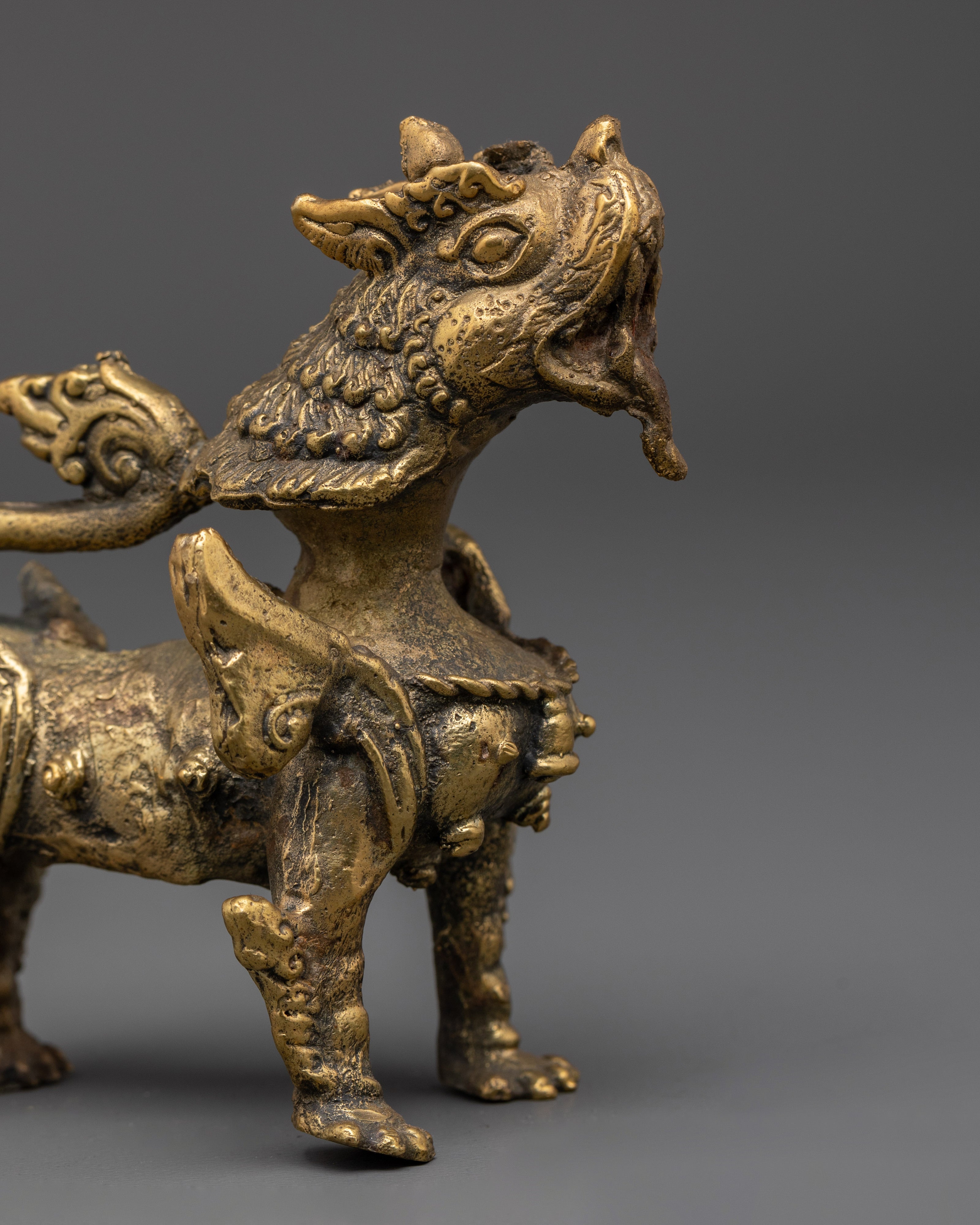 Buddhist Altar Lion Set | Sacred Himalayan Guardian
