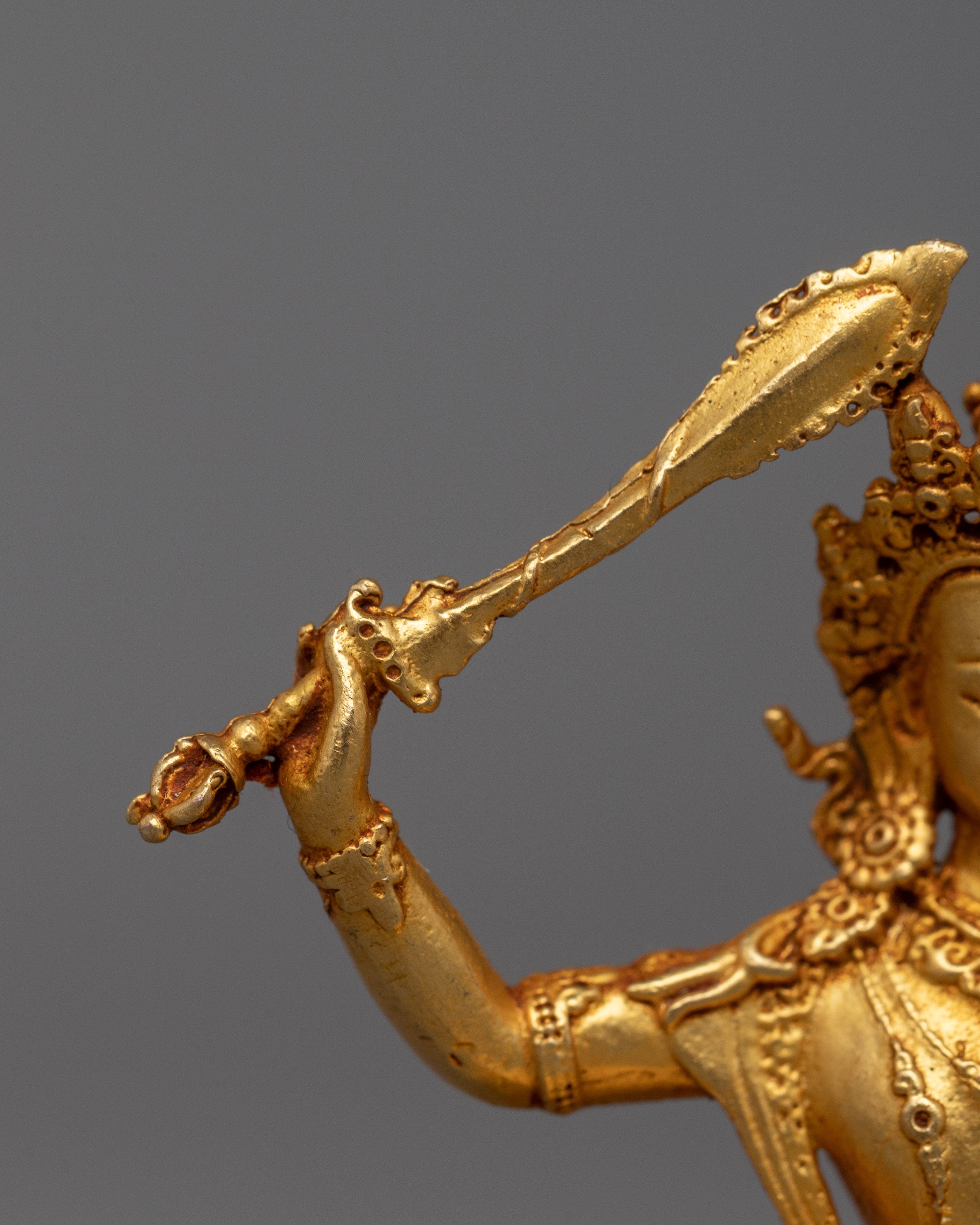 Gold Plated Manjushri Statue | Radiant Symbol of Wisdom and Enlightenment