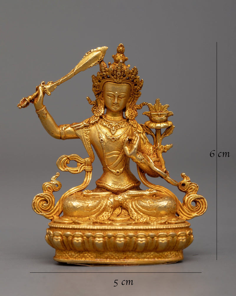 Gold Plated Manjushri Statue | Radiant Symbol of Wisdom and Enlightenment