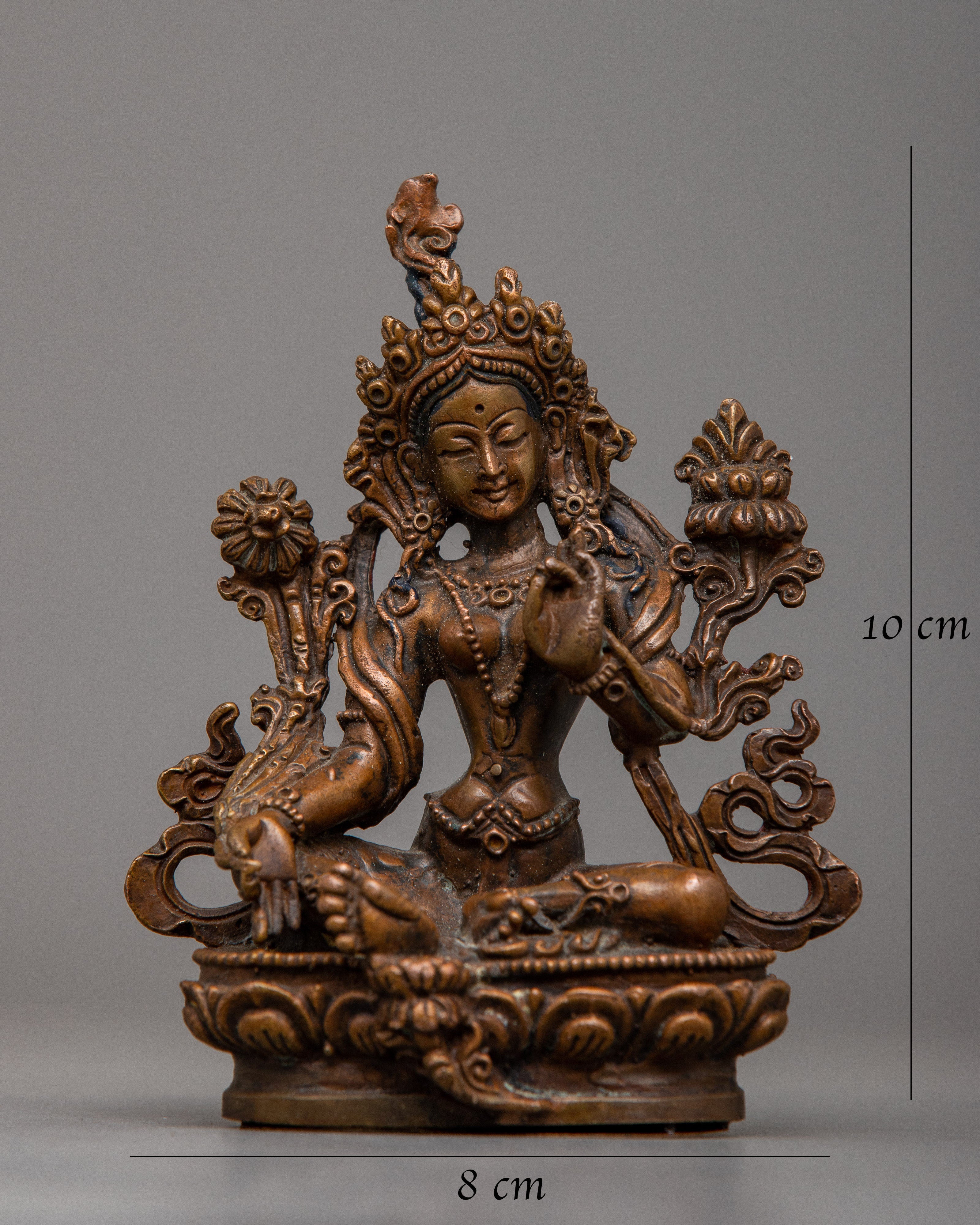 Mini Green Tara Statue \ Petite Symbol of Compassion and Protection