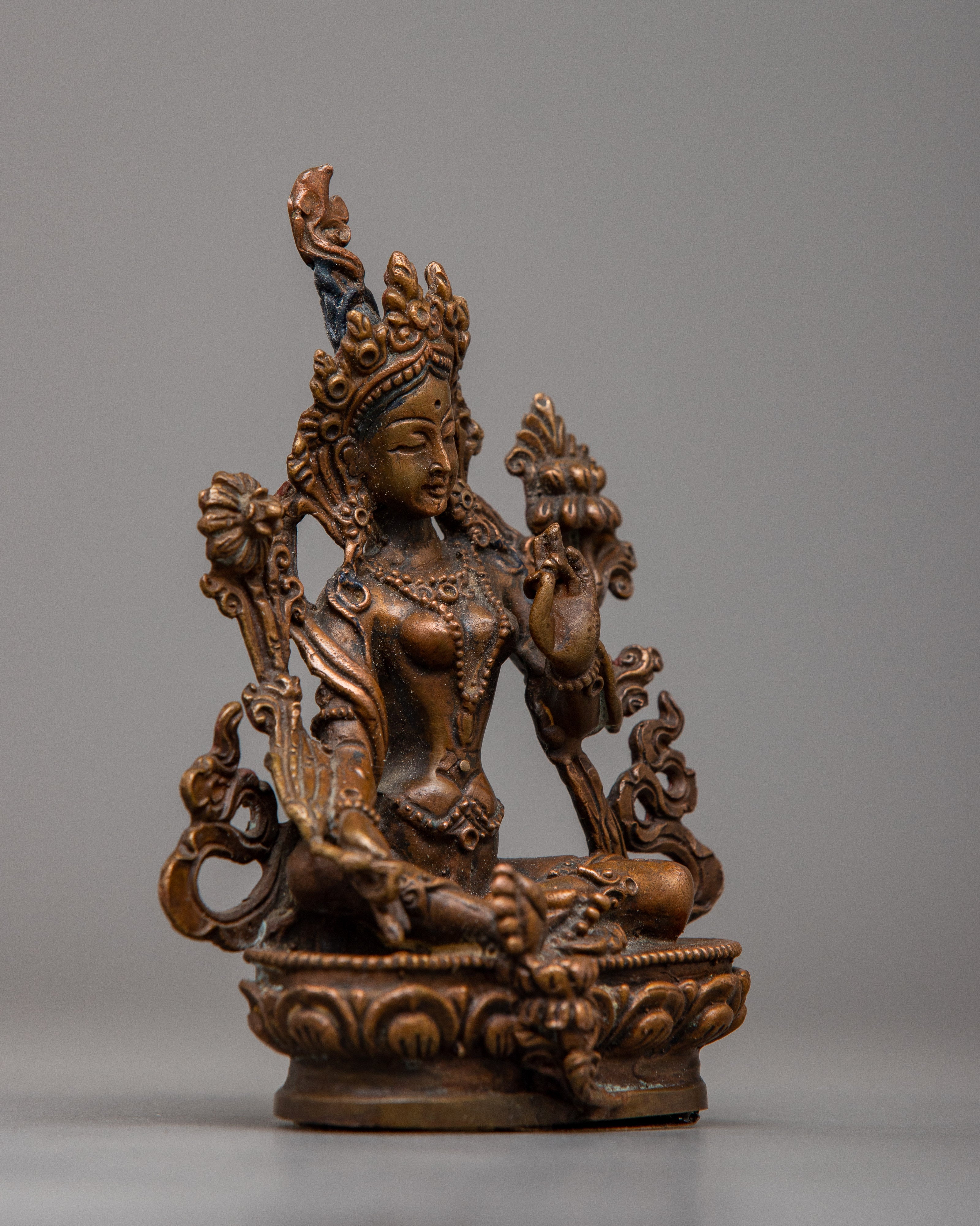 Mini Green Tara Statue \ Petite Symbol of Compassion and Protection