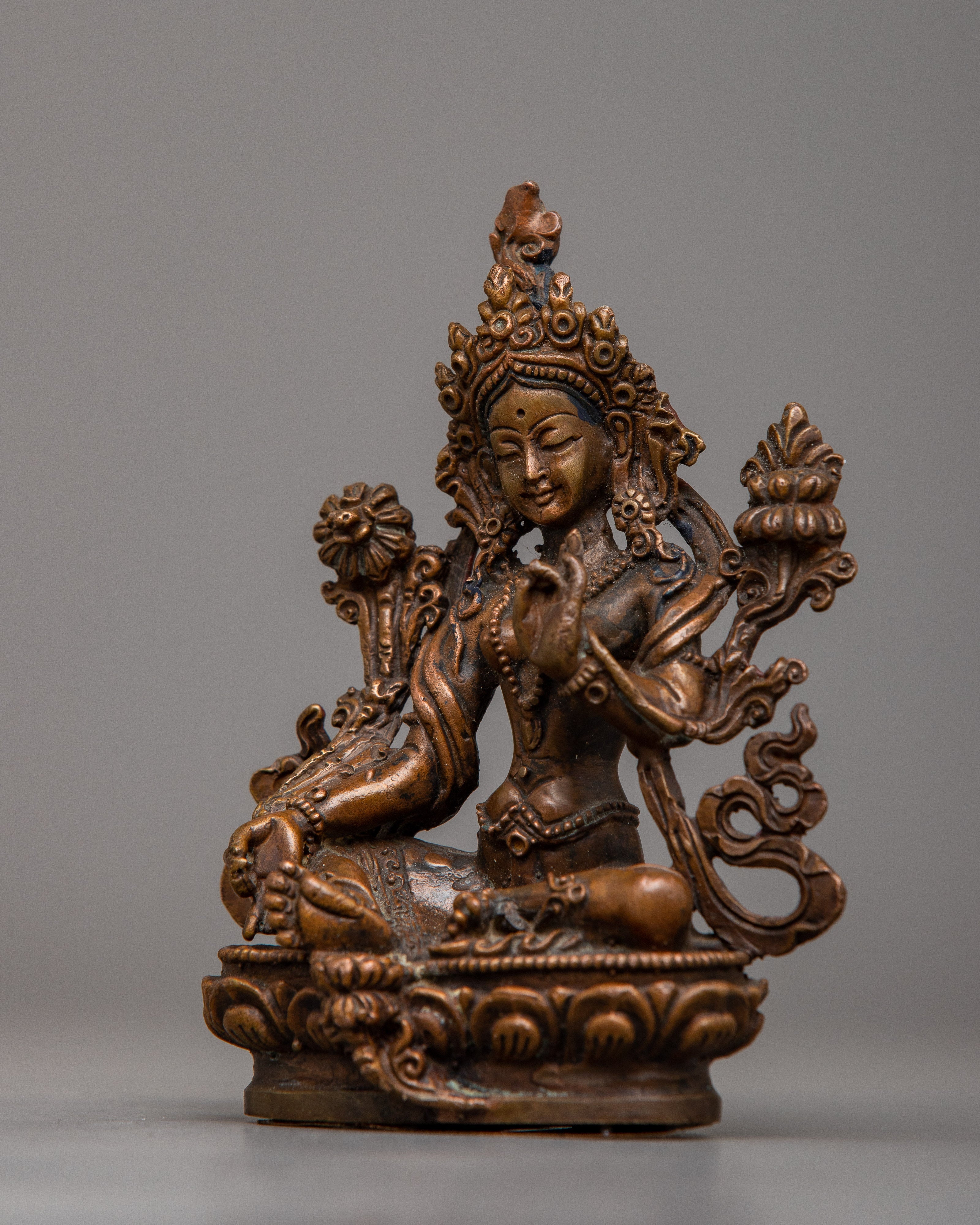 Mini Green Tara Statue \ Petite Symbol of Compassion and Protection