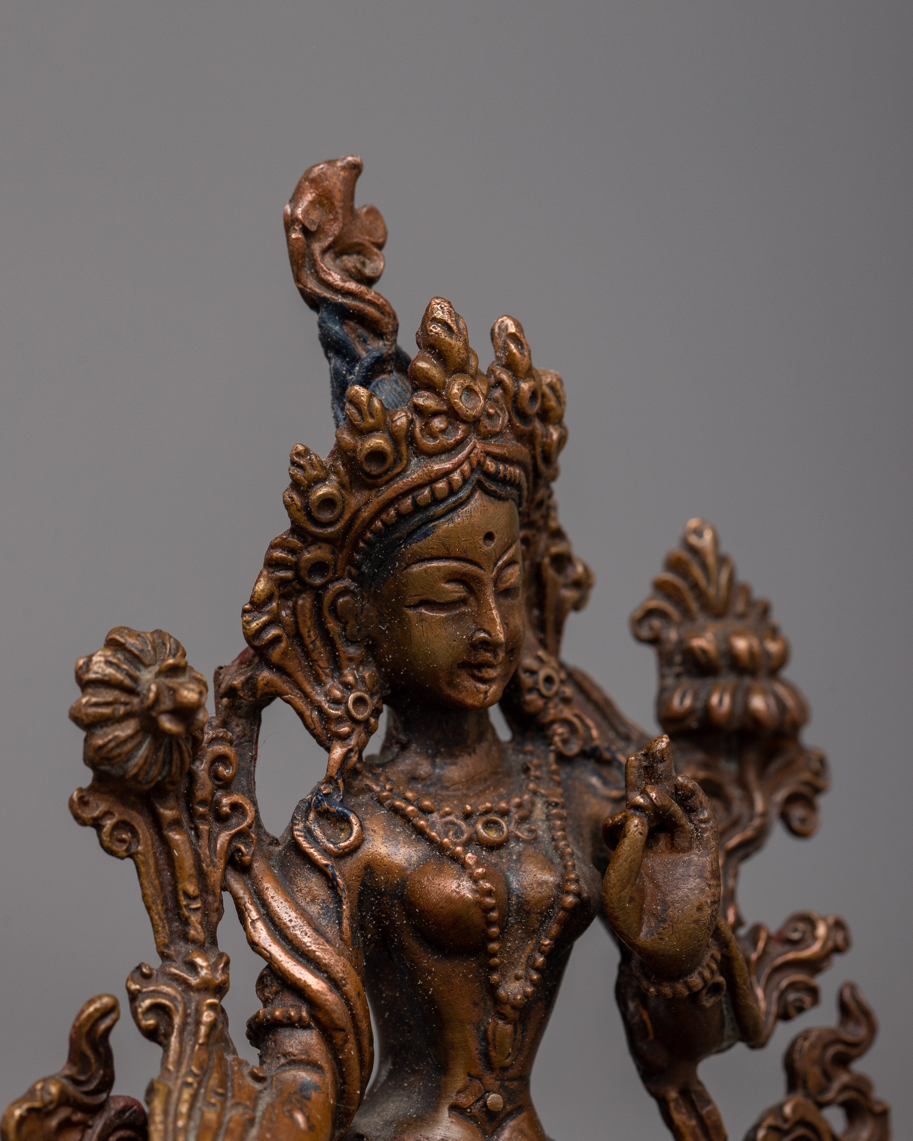 Mini Green Tara Statue \ Petite Symbol of Compassion and Protection