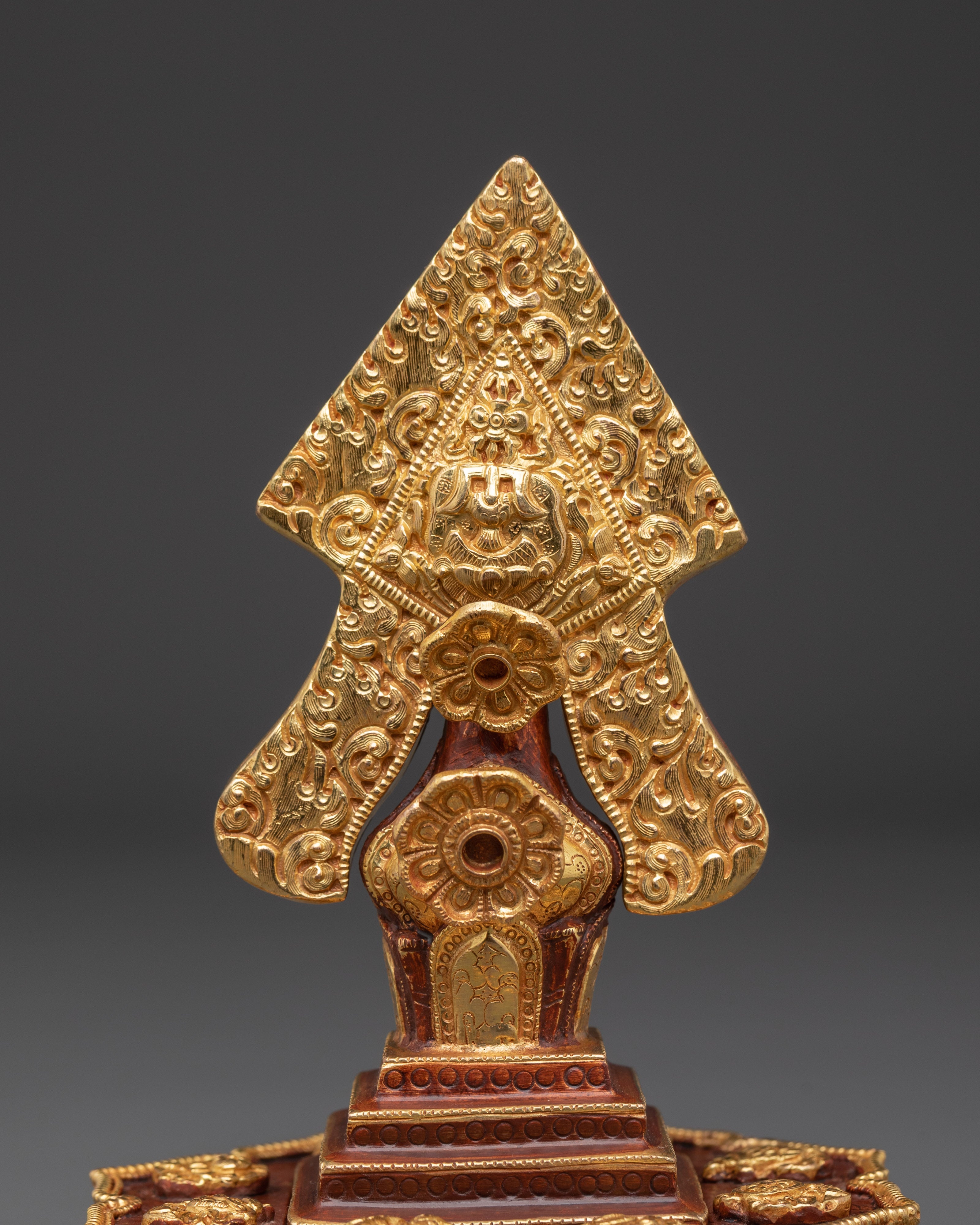 Handcrafted Tibetan Torma Offering | Copper Body, Gold Plated