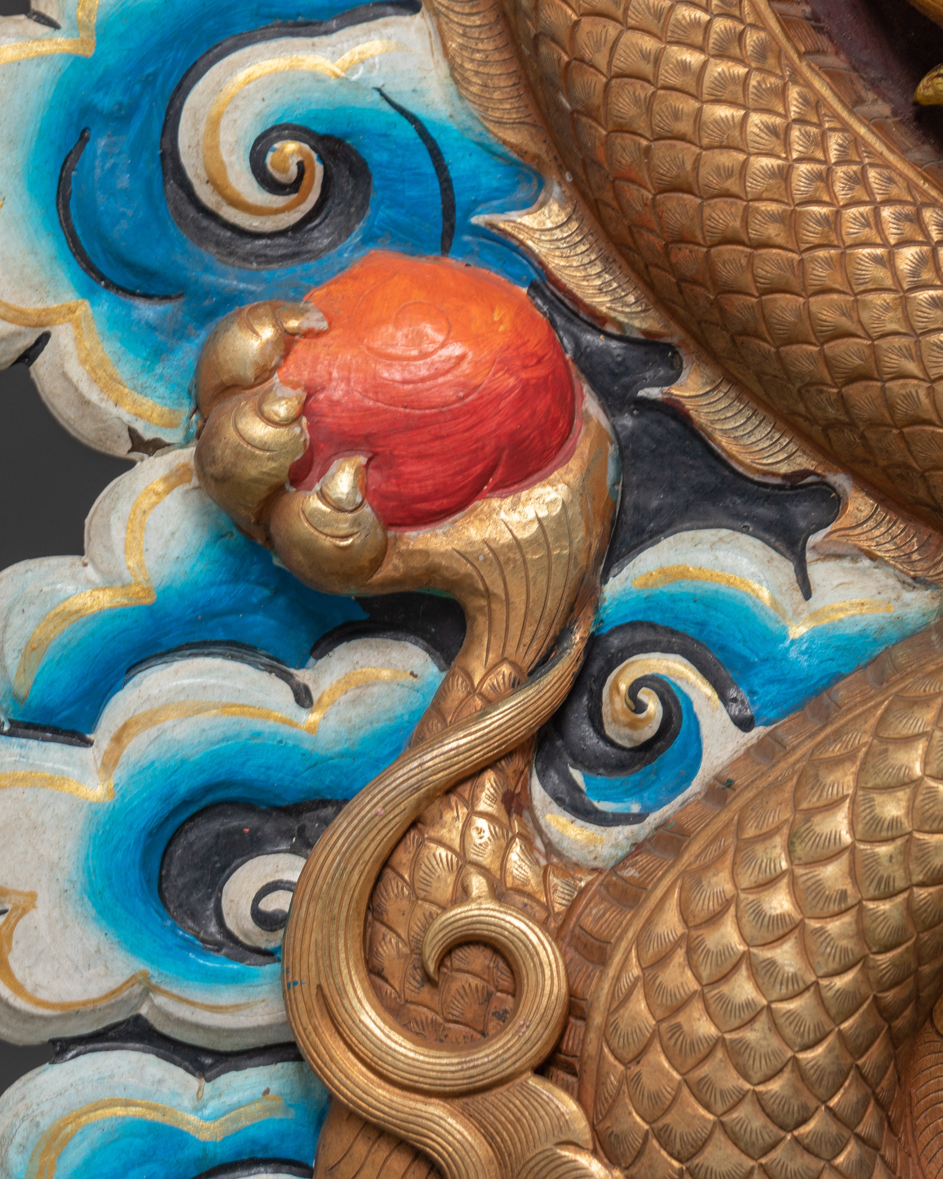 Handcrafted Dragon Wall Hanging | Intricate Cloud & Fire Design for Unique Home Decor