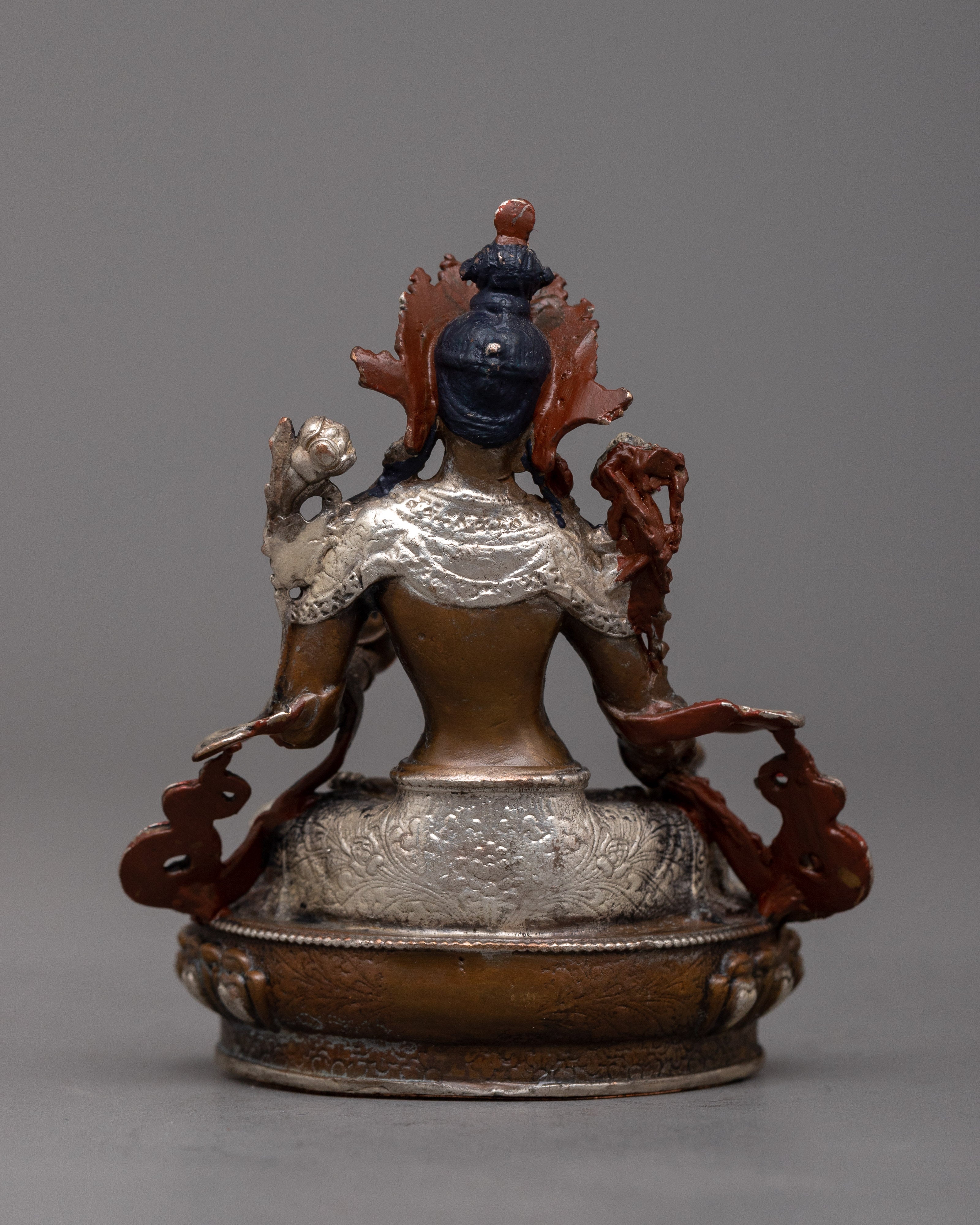 Miniature White Tara Statue | Tara in Copper Body and Silver Plating