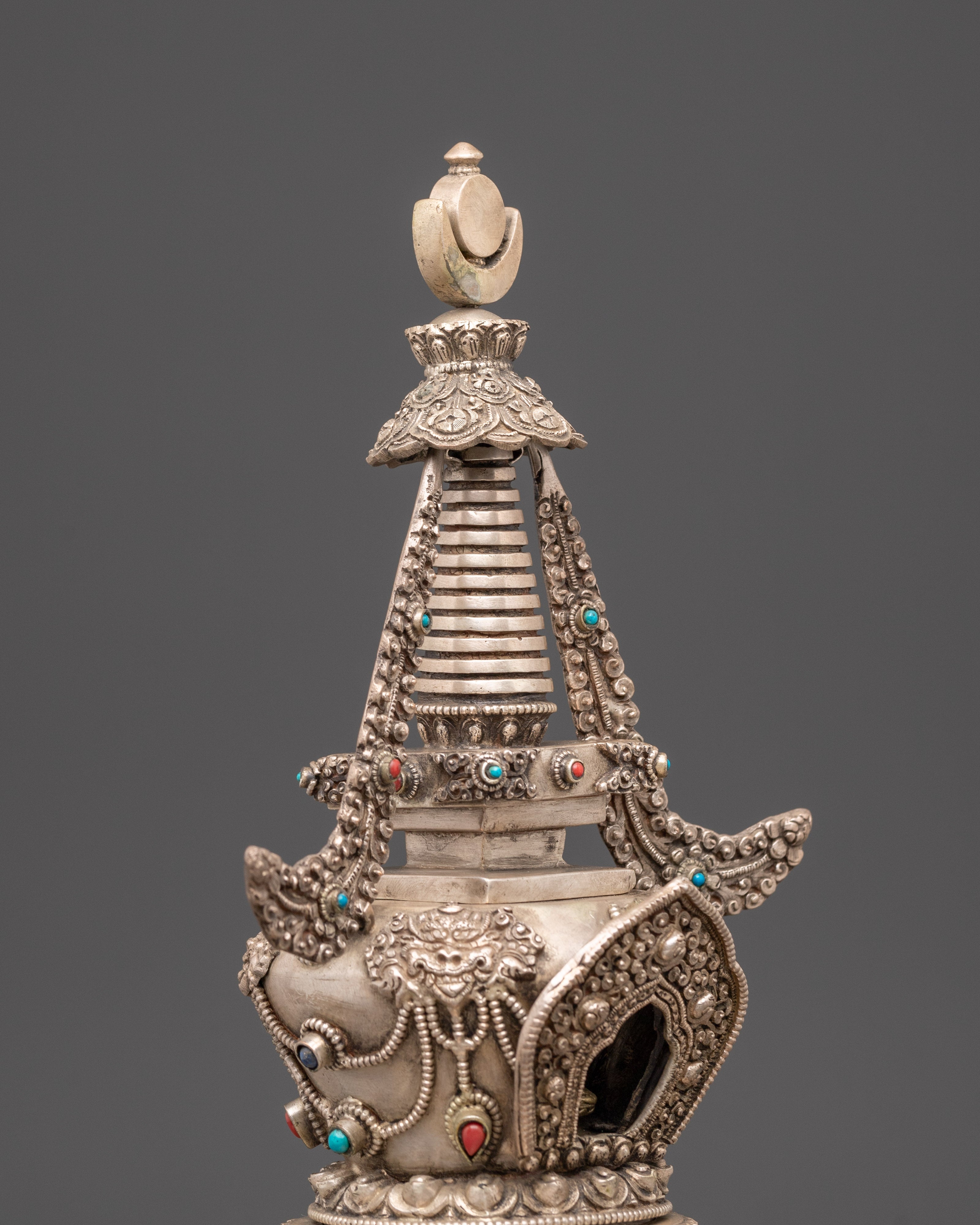 Silver Plated Buddhist Stupa | Symbol of Enlightenment