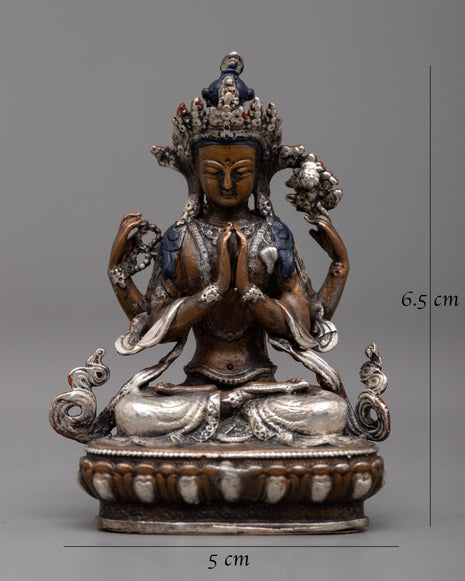 Chenrezig Oxidized Copper Statue | Sacred Representation of the Bodhisattva of Compassion
