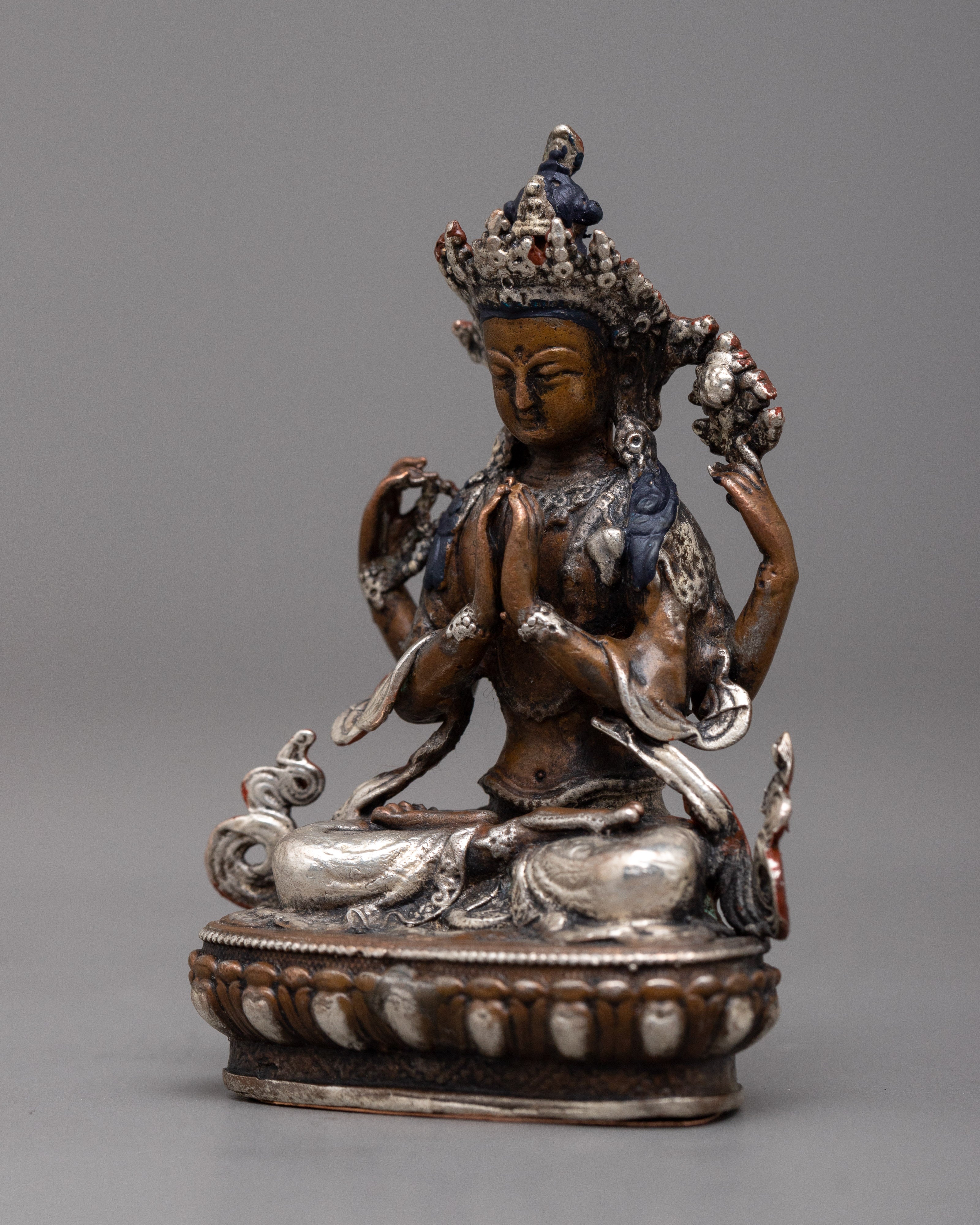 Chenrezig Oxidized Copper Statue | Sacred Representation of the Bodhisattva of Compassion