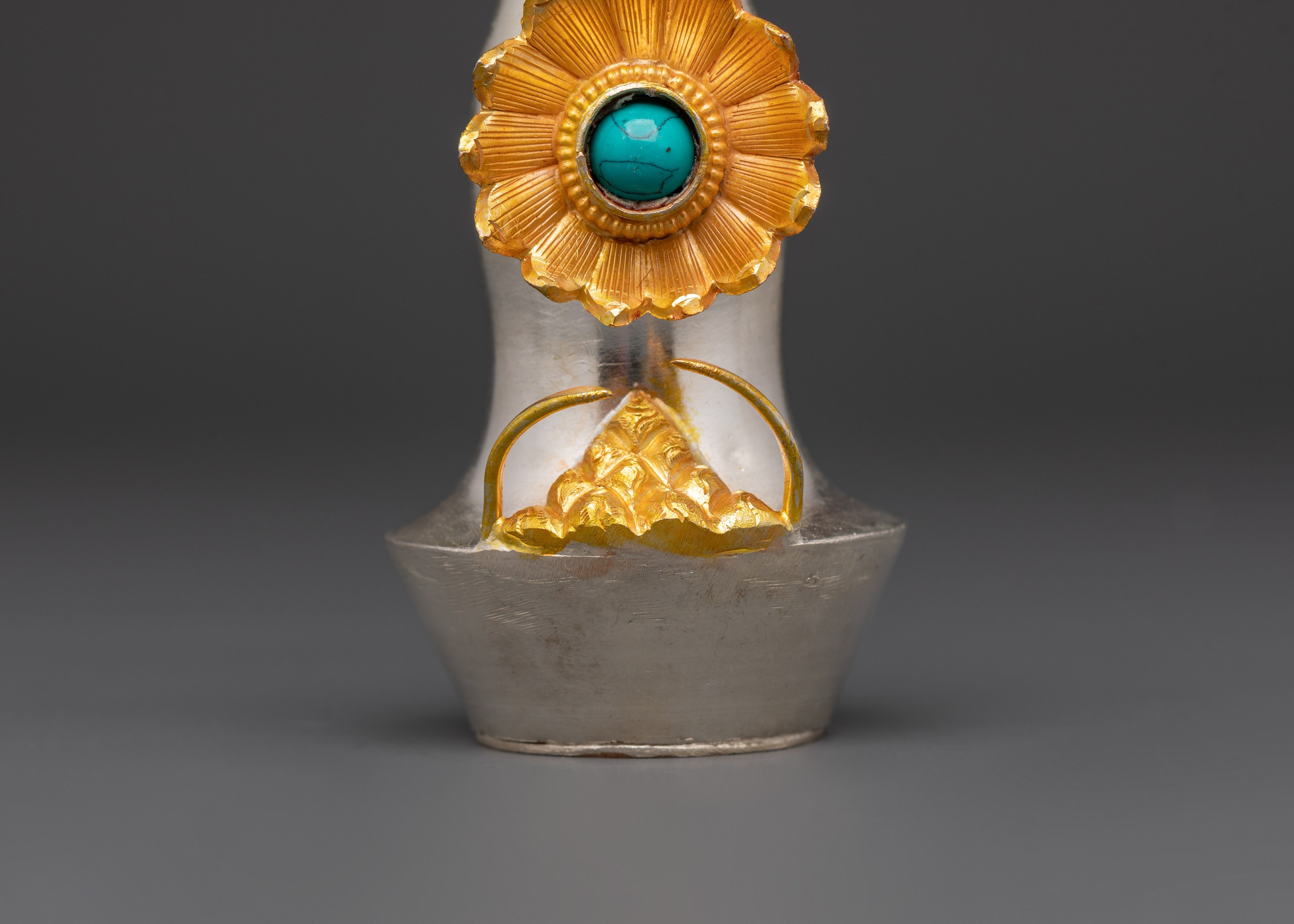 Handcrafted Tibetan Torma Set | Copper, Silver Plated with Coral & Turquoise Stones