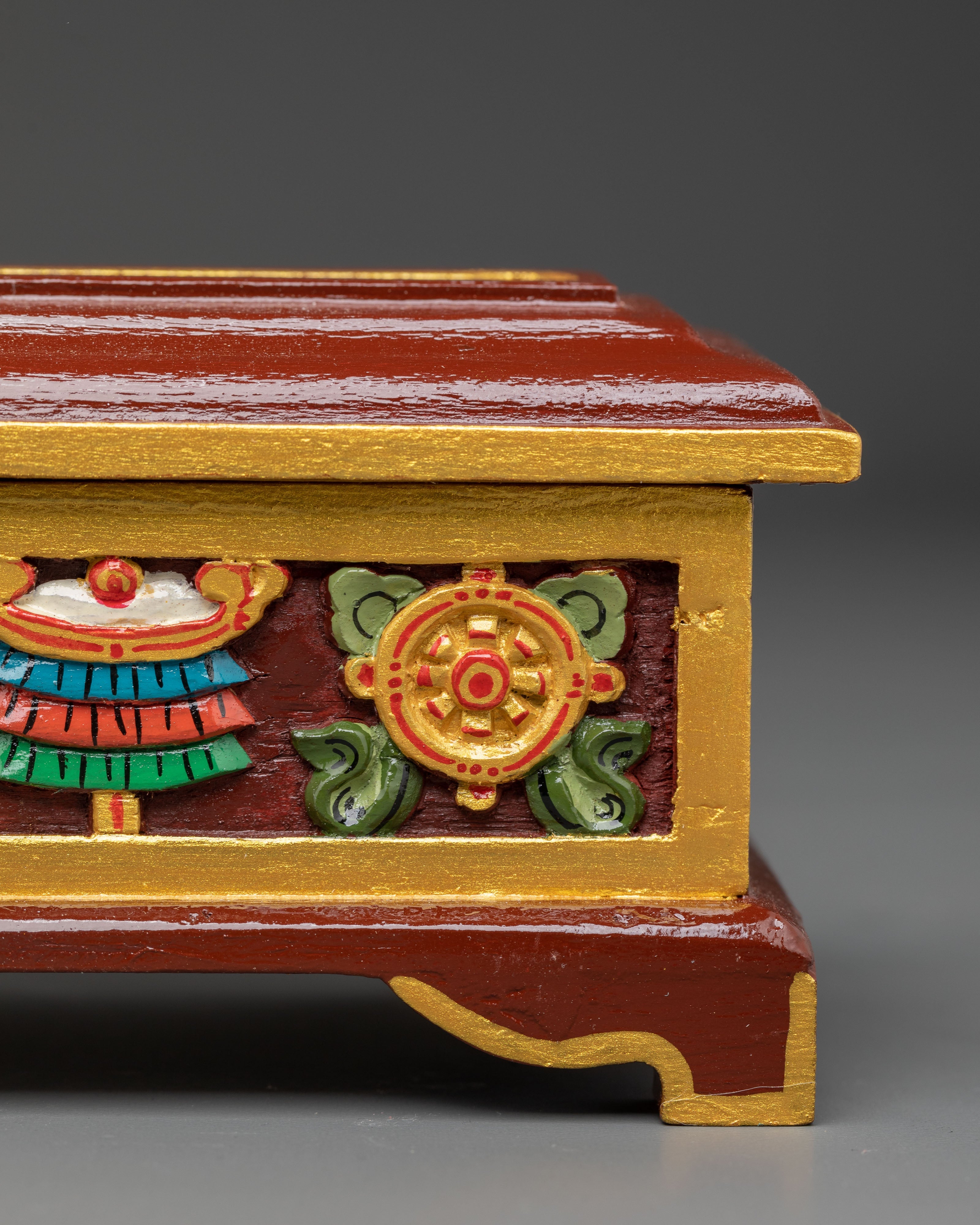 Traditional Wooden Incense Burner with 8 Auspicious Symbols