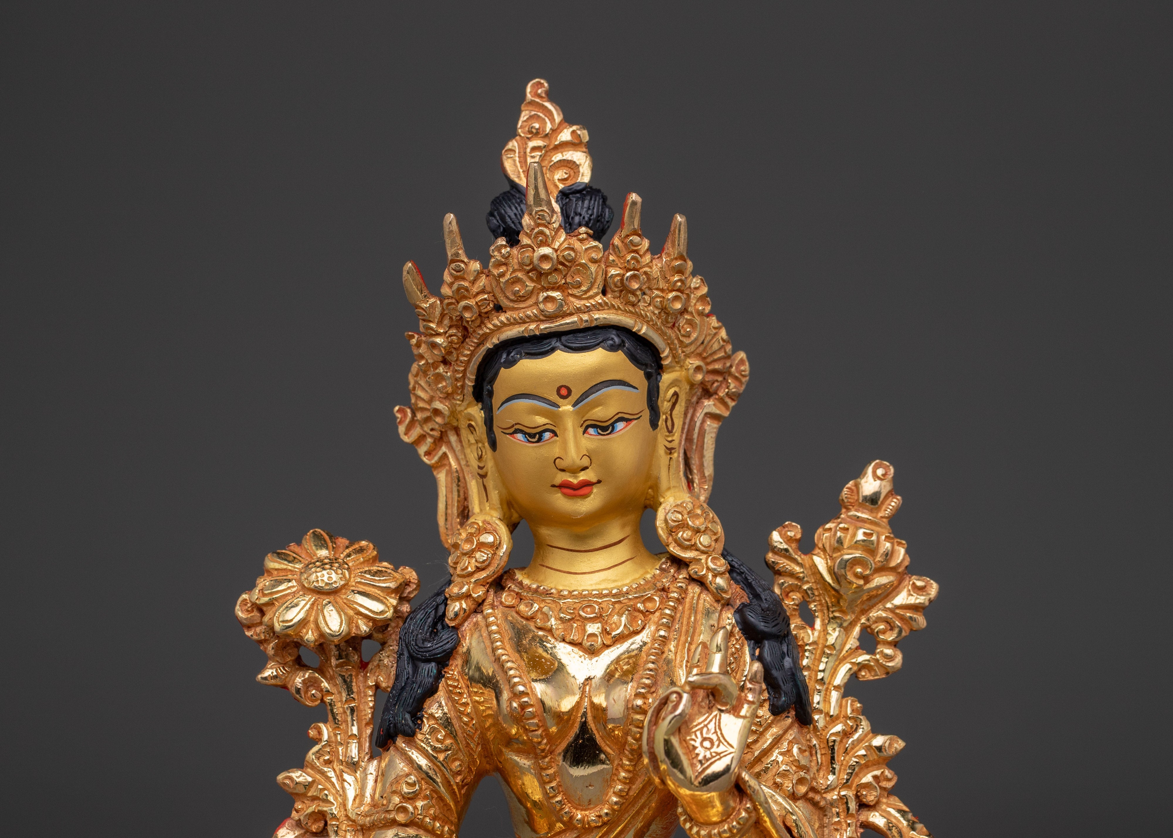 Handmade Enlightened Green Tara Statue | Tibetan Compassionate Deity