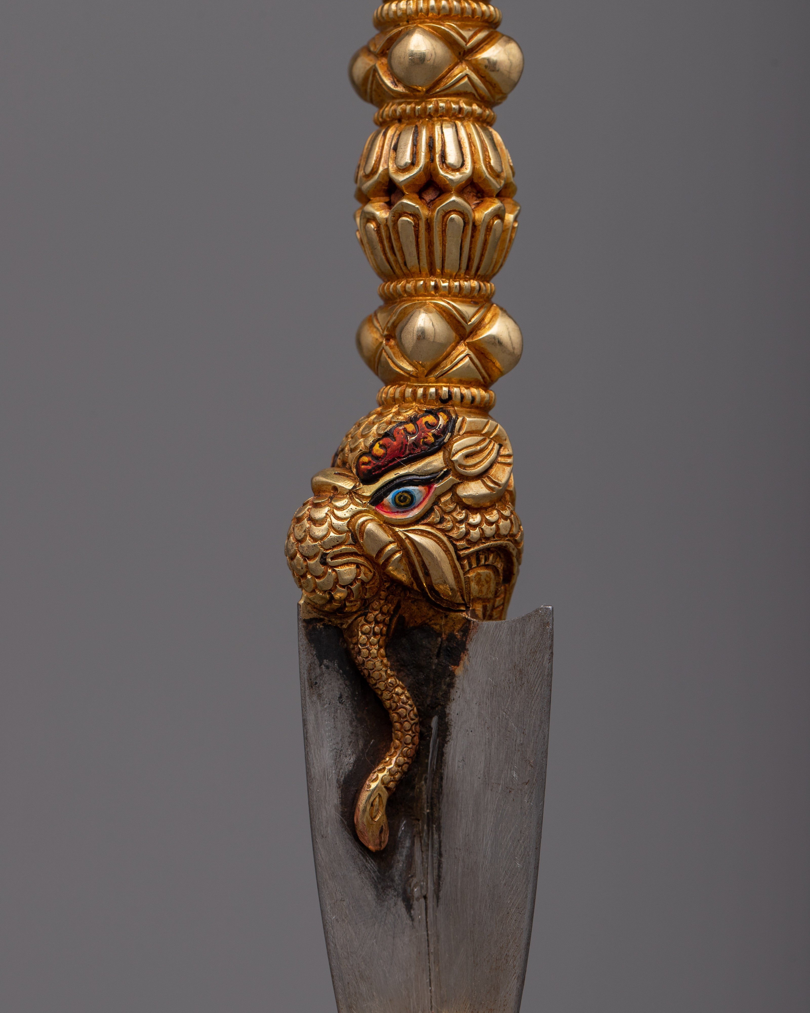 Buddhist Phurba Kila | Copper Body with 24k Gold Plating for Spiritual Practices