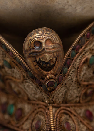 Copper Crafted Kapala Set | 24K Gold and Silver Plating for Luxurious Sacred Offerings