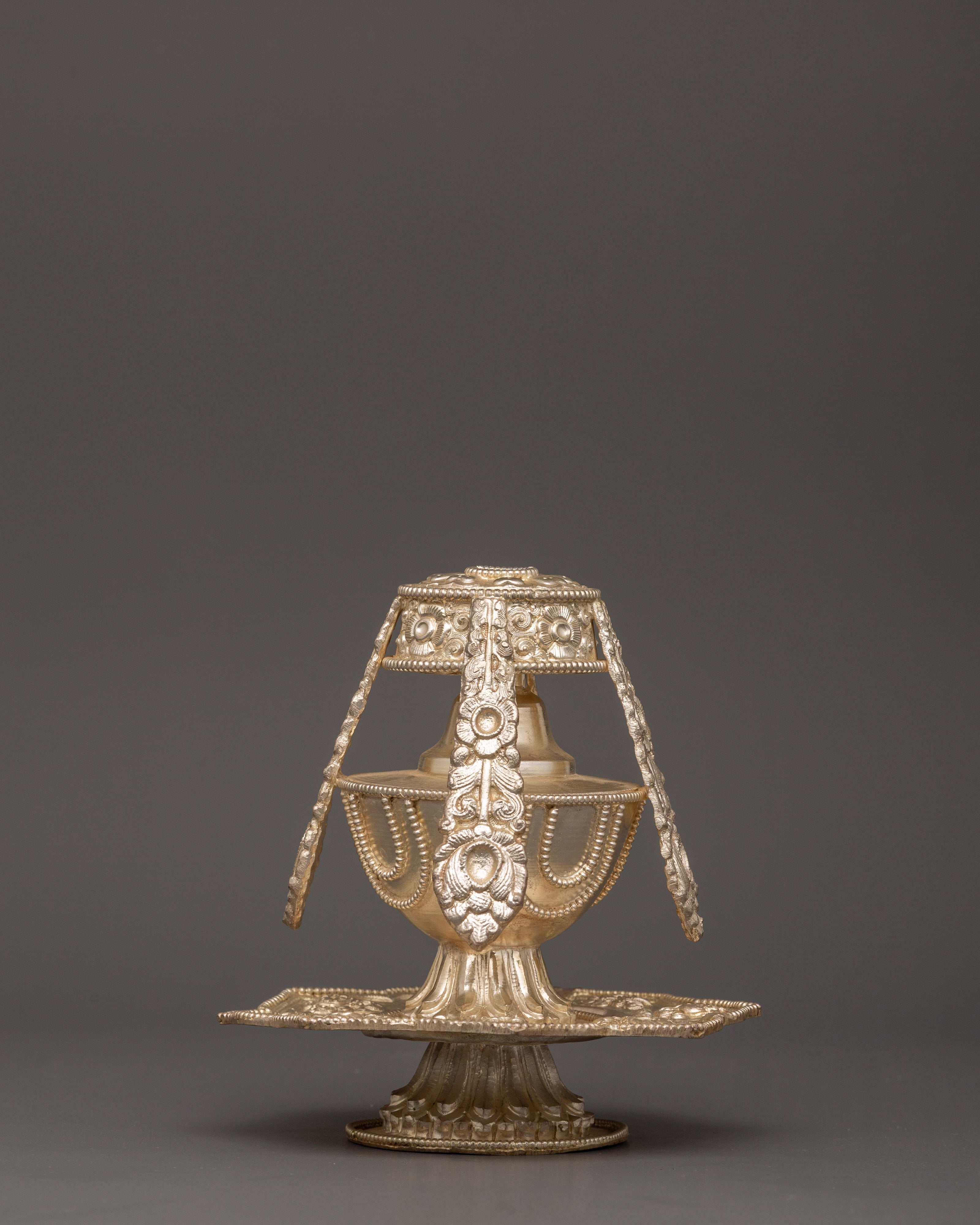 Handmade Copper Life Vase | Tibetan Ritual Vase with Silver Plated Finish