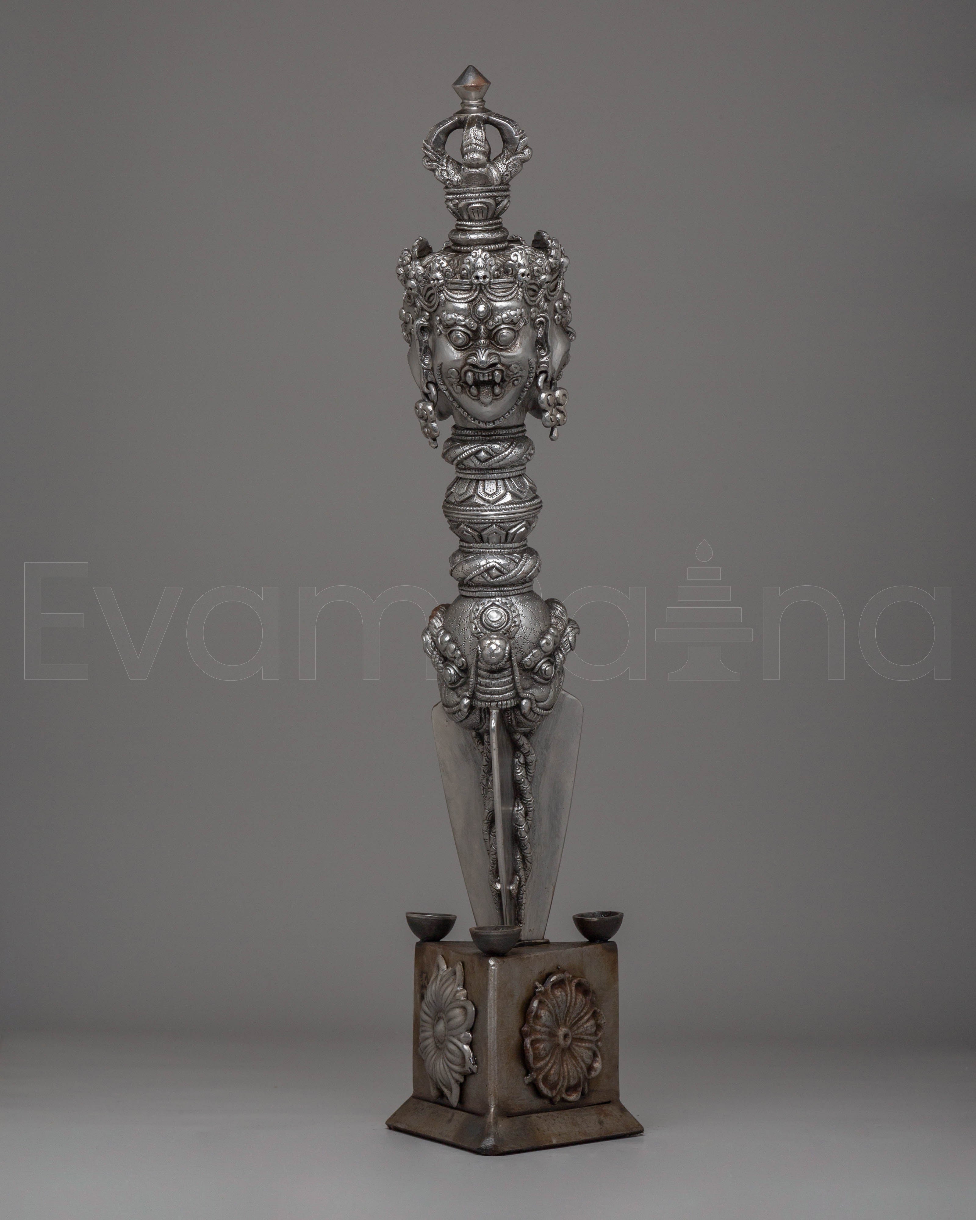 Iron Phurba for Buddhist Ceremonies |Tibetan Ritual Tool with Acrylic Color