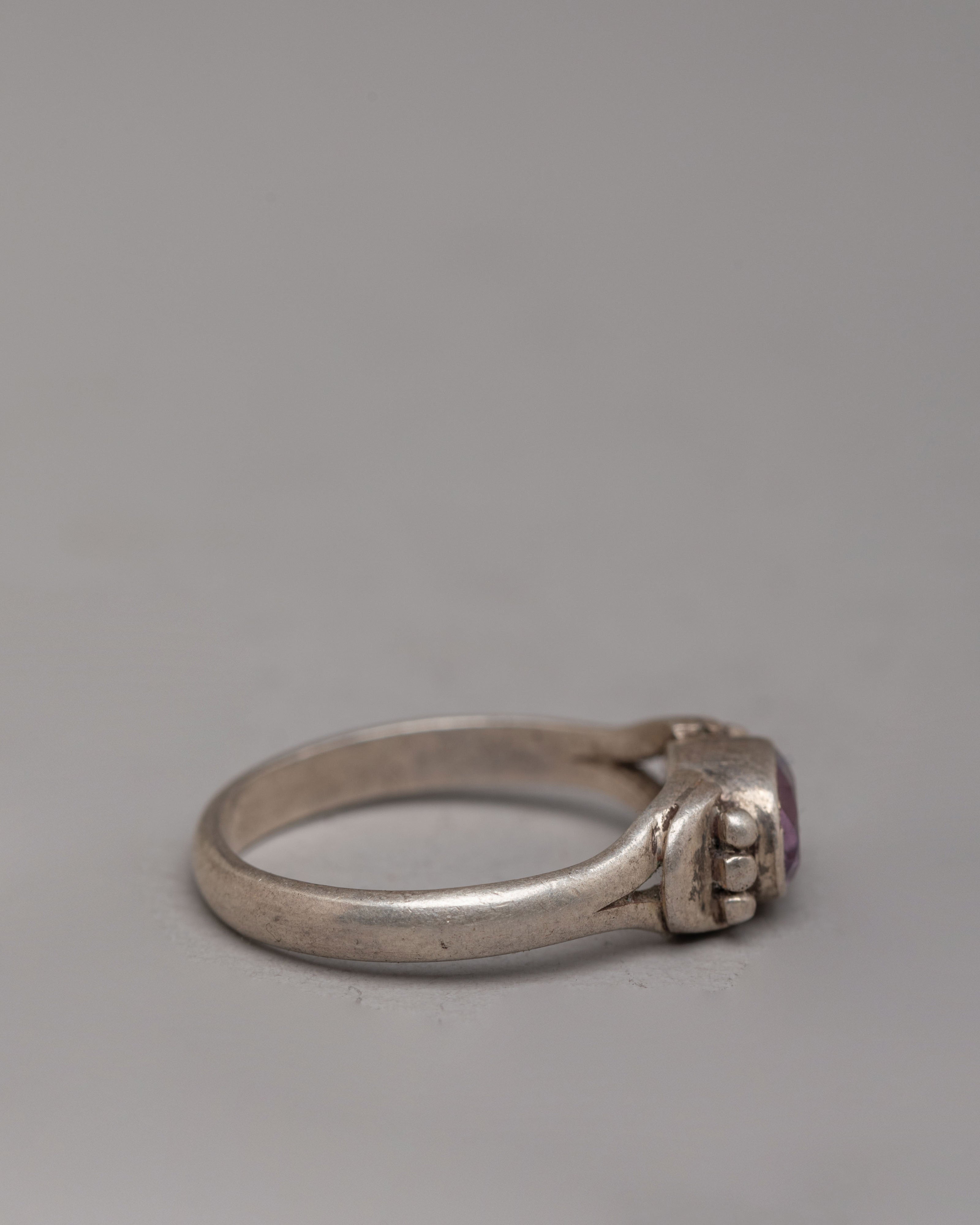 Natural Stone Zircon Ring | Artisan Silver Ring