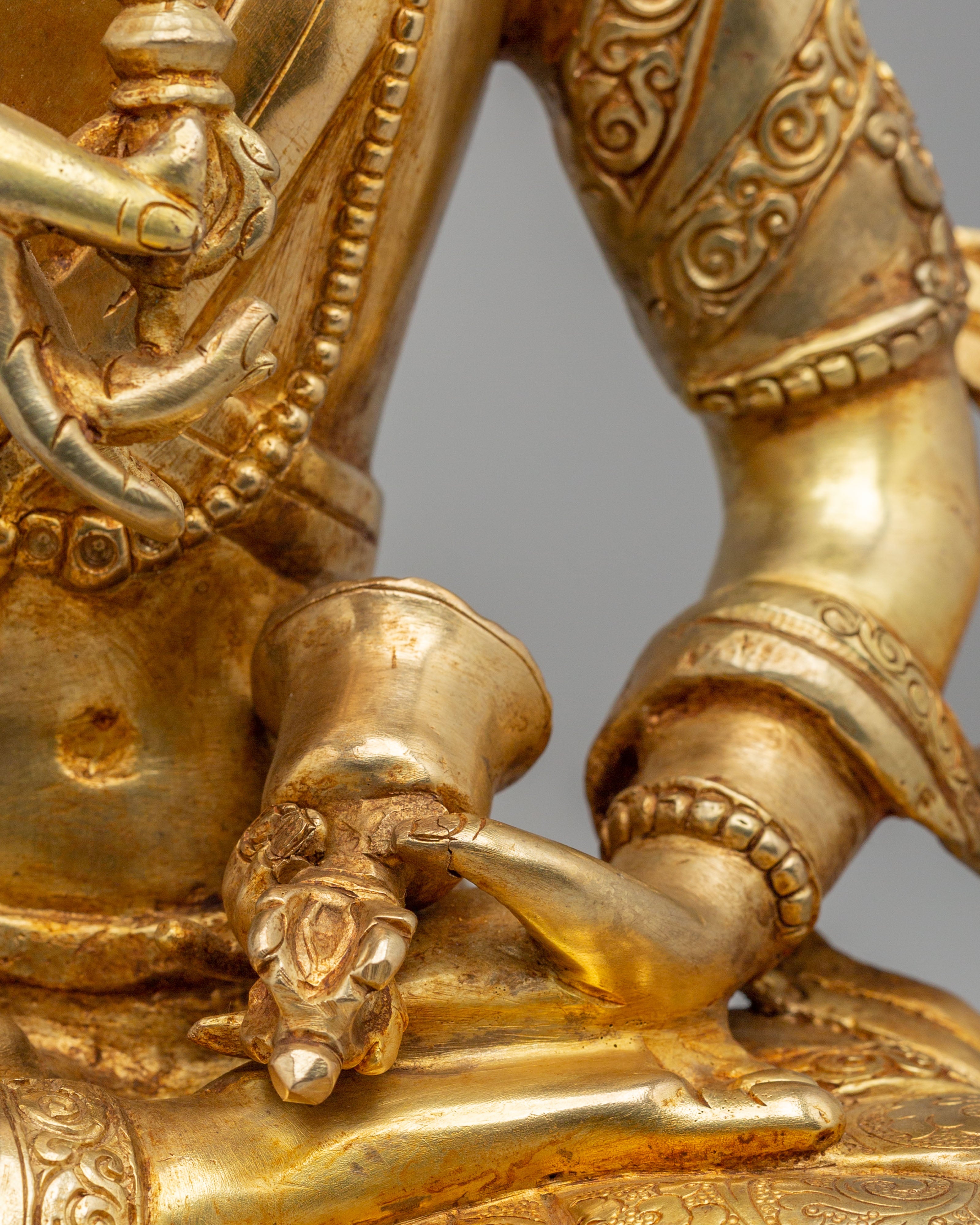 Sacred Tibetan Buddhist Vajrasattva Statue | 24K Gold Plated Copper Sculpture
