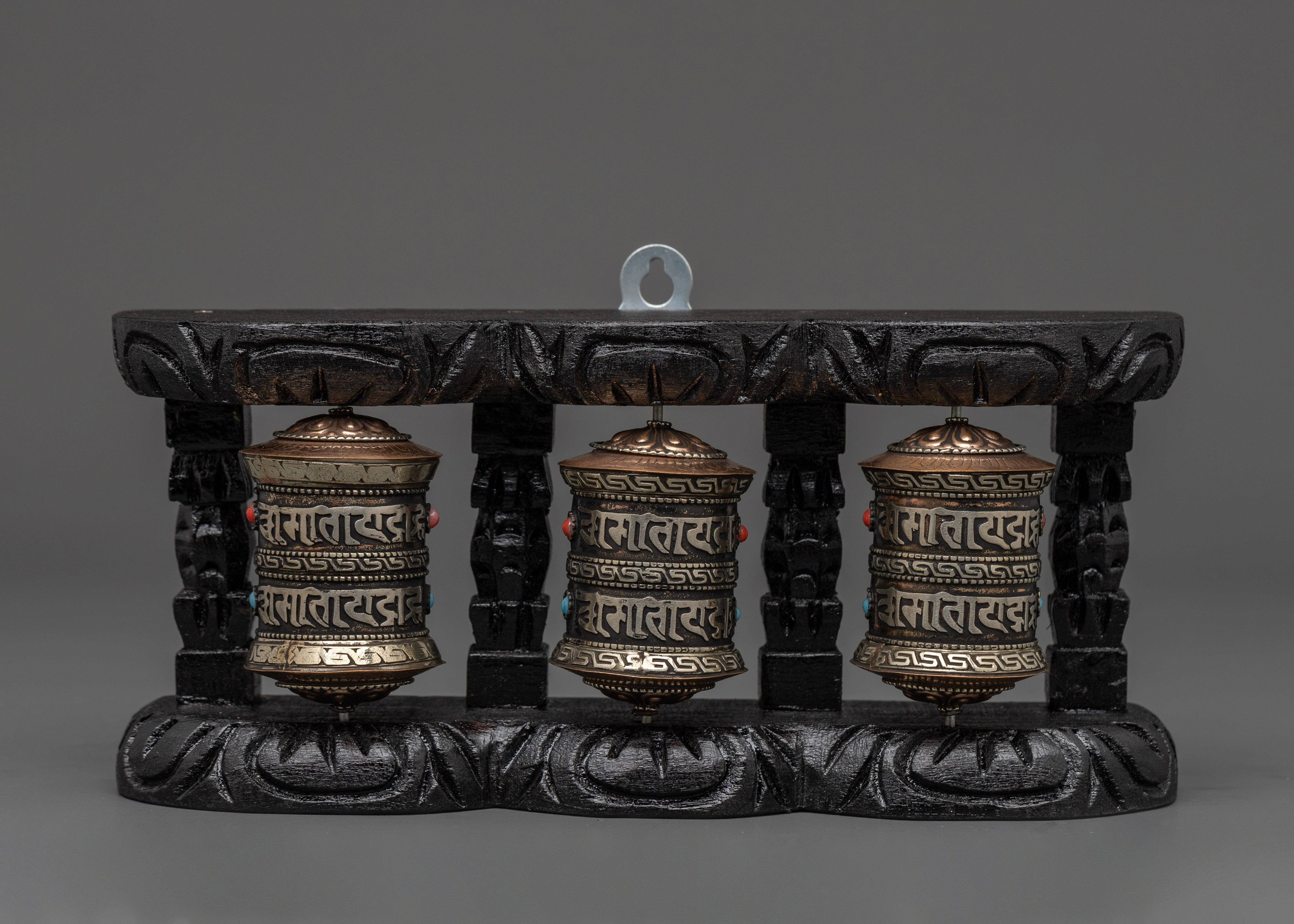 3-Piece Buddhist Prayer Wheel | Traditional Tibetan Mantra Spinners
